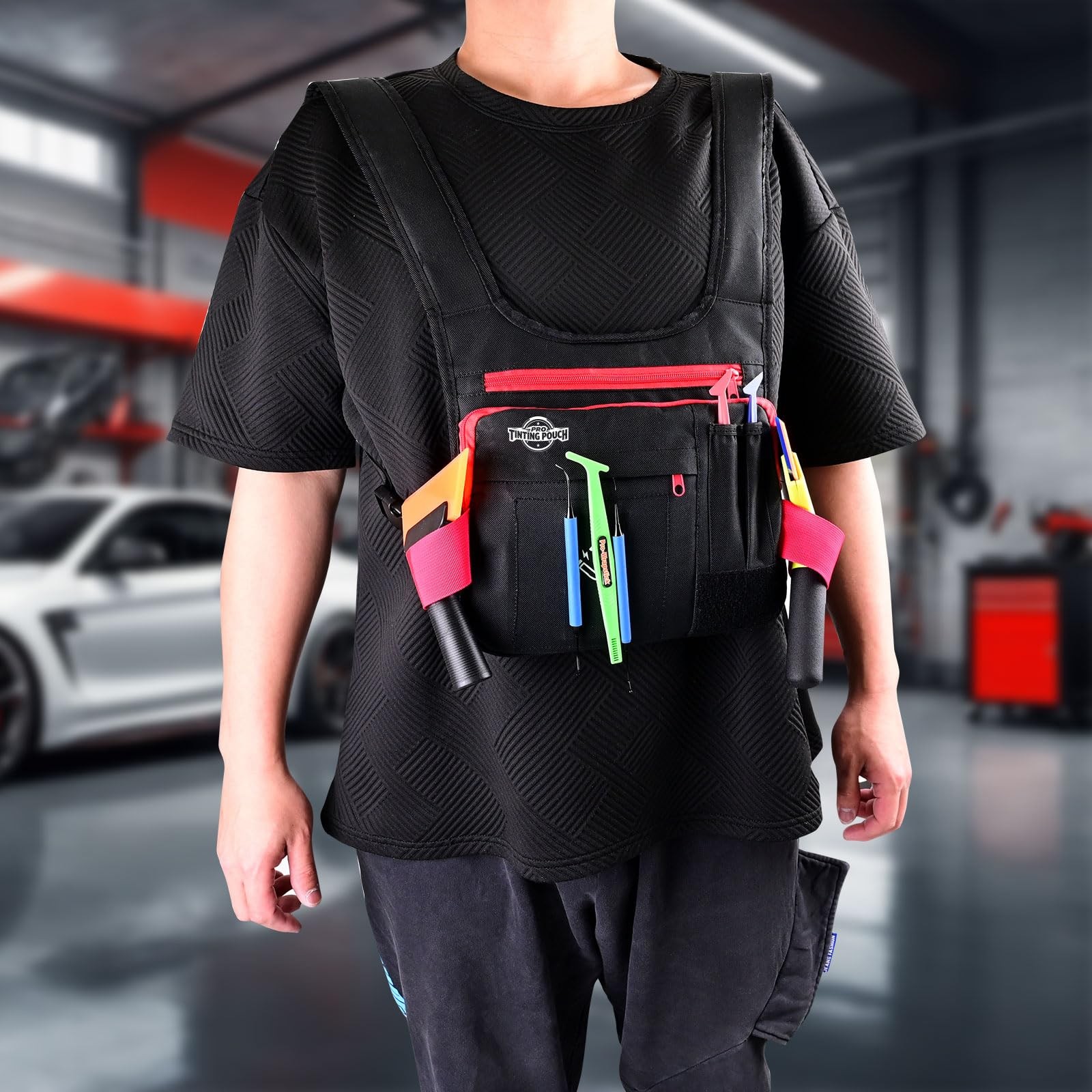 Gomake Car Wrapping Magnatic Tool Pouch with Adjustable Belt, Waterproof Mix
