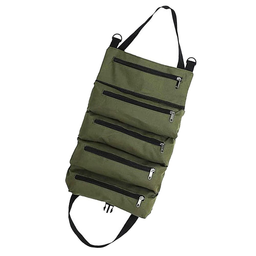Electrician Tool Roll Bag Durable Oxford Cloth Storage Pouch Olive Green