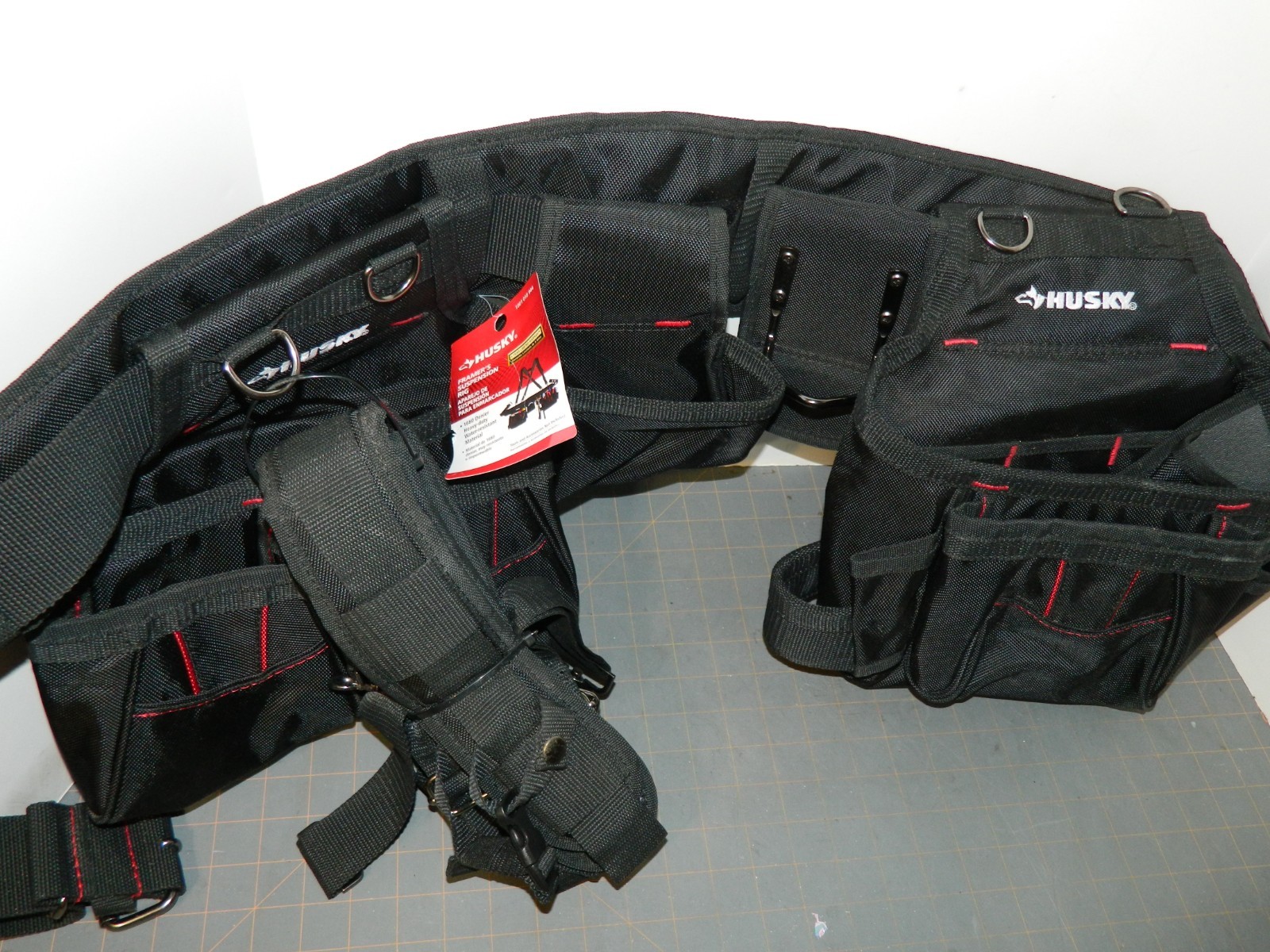 NEW Husky Framers Suspension Rig Work Tool Belt w/Suspenders 18 Pockets Nylon