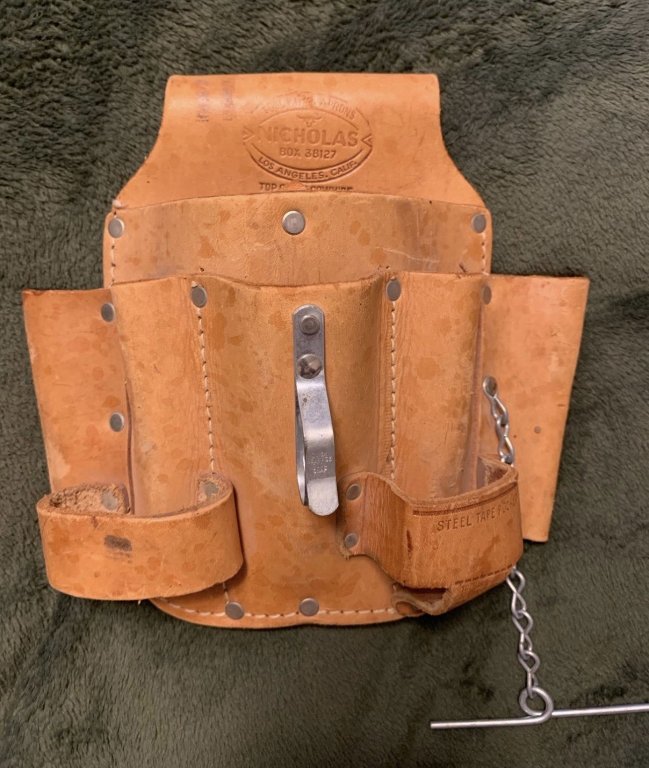 Nicholas Top Grain Cowhide/Leather 6 Pocket Tool Pouch With Tape Holder USA MADE
