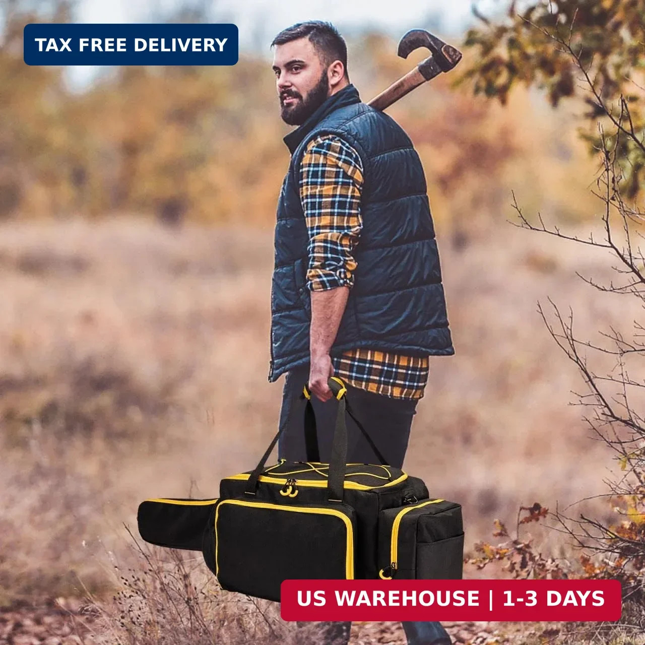 Chainsaw Case, Durable Chainsaw Bag with Removable Spill-proof & Wipe-clean Tray