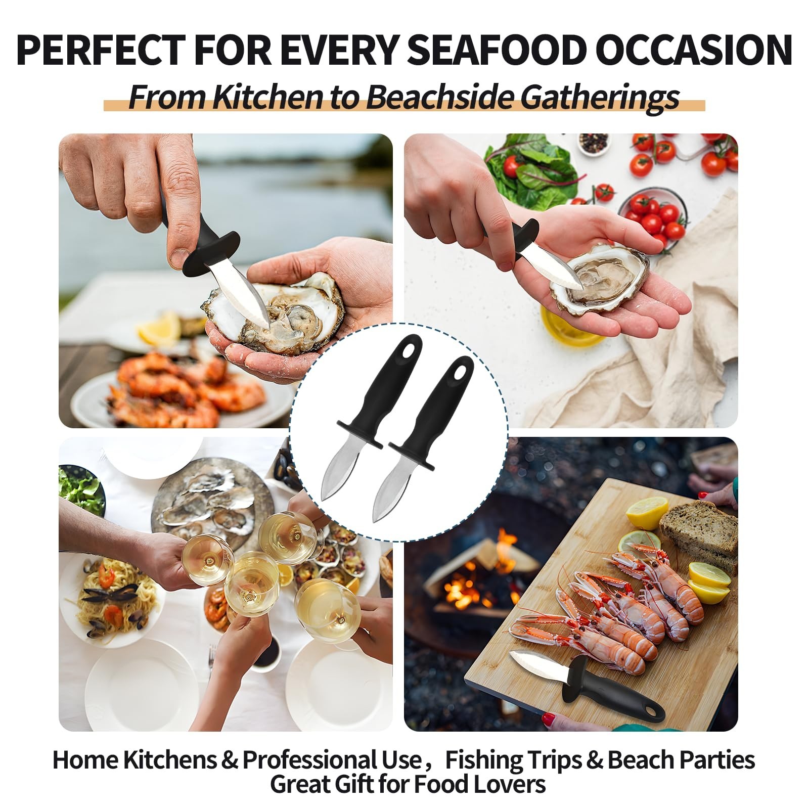 Oyster Shucking Tool Set – 2 Pack, Perfect for Clams, Mussels, Scallops & Shellf