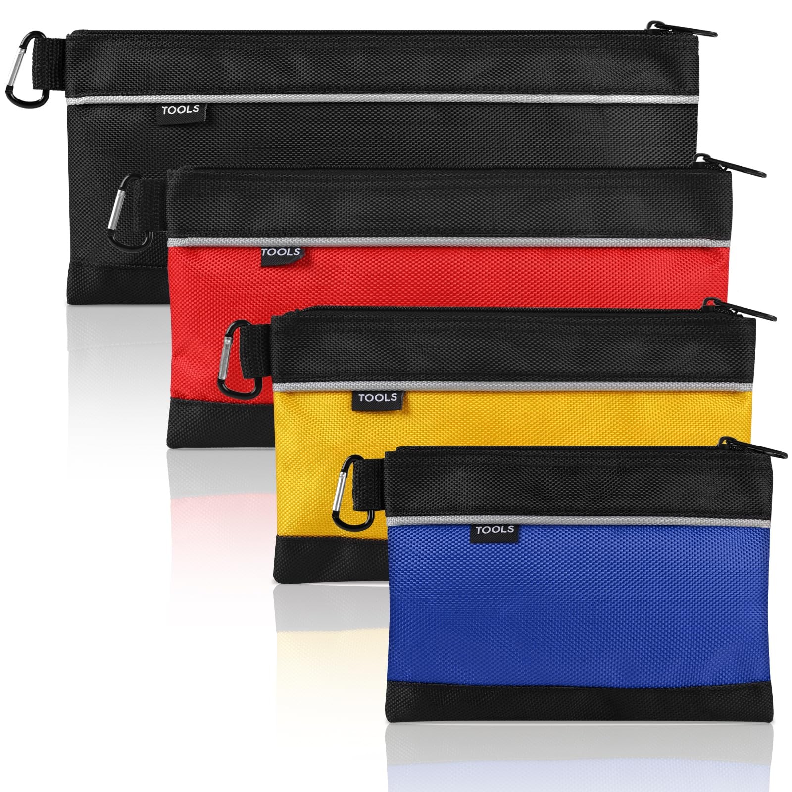 4 Pack Tool Pouch, Small Tool Bag with Zipper, 1680D Oxford Waterproof Multip…
