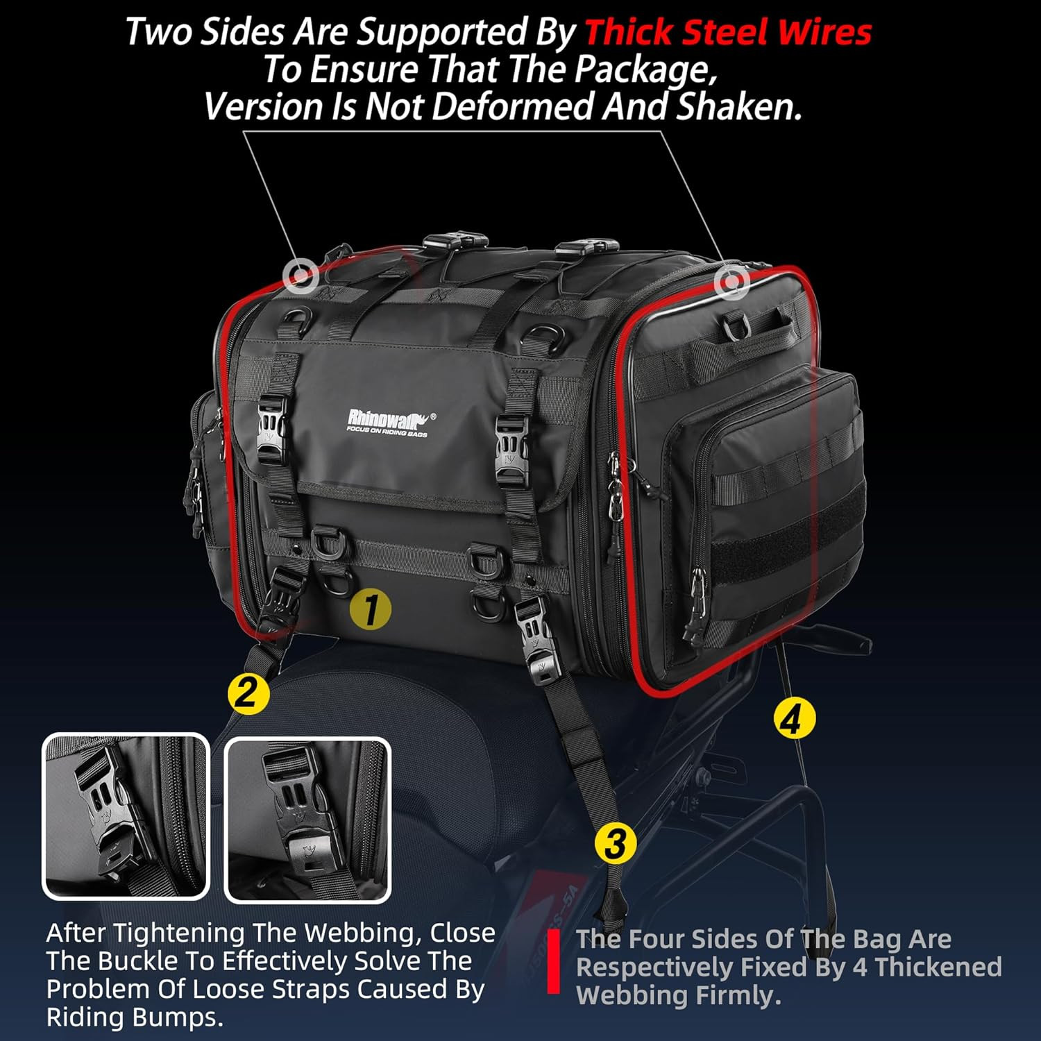 Motorcycle Tail Bag, Expandable Motorcycle Travel Luggage Bags 80L, Motorcycle P