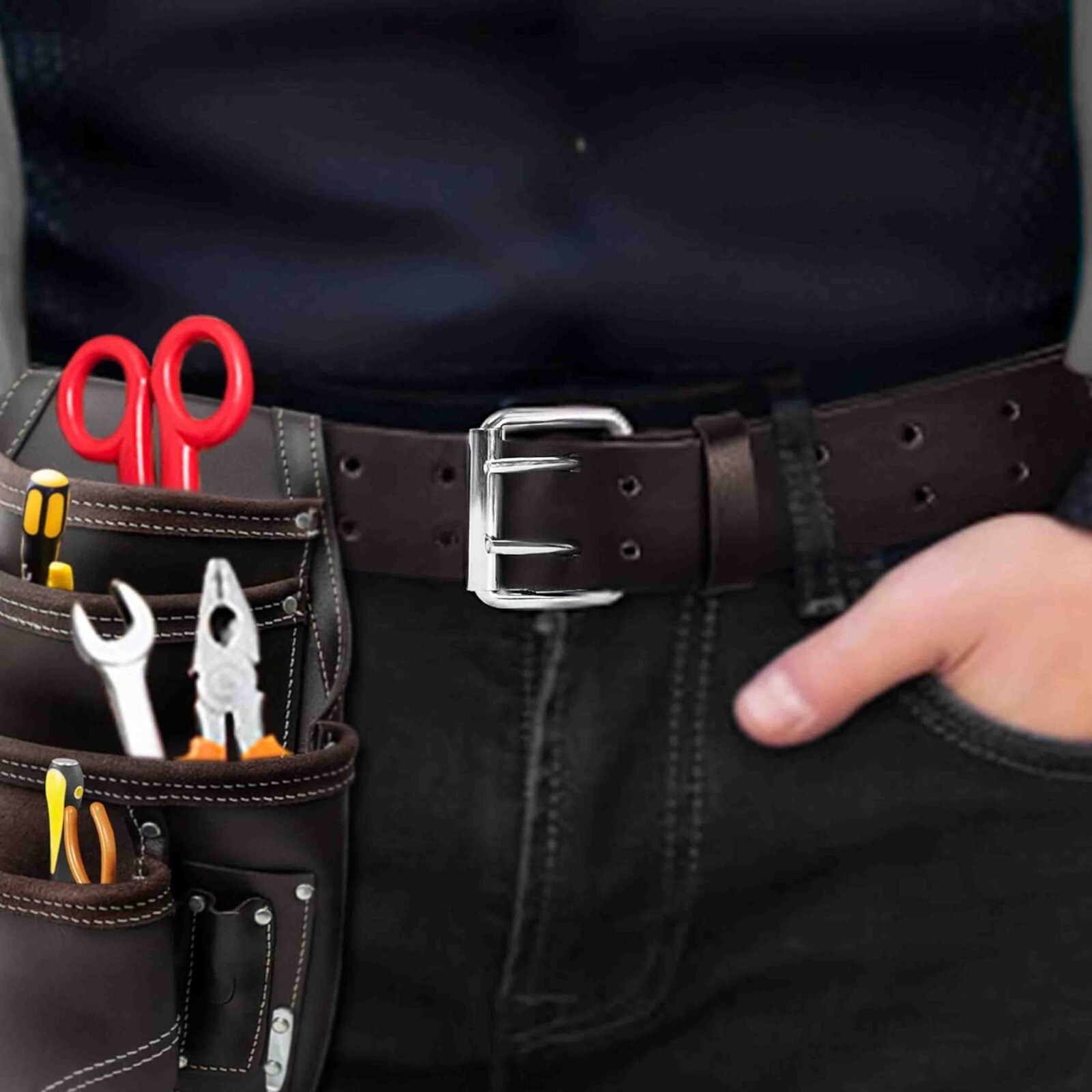 2″ Wide Leather Tool Belt – Top Grain, Strong & Durable for Heavy Duty Work