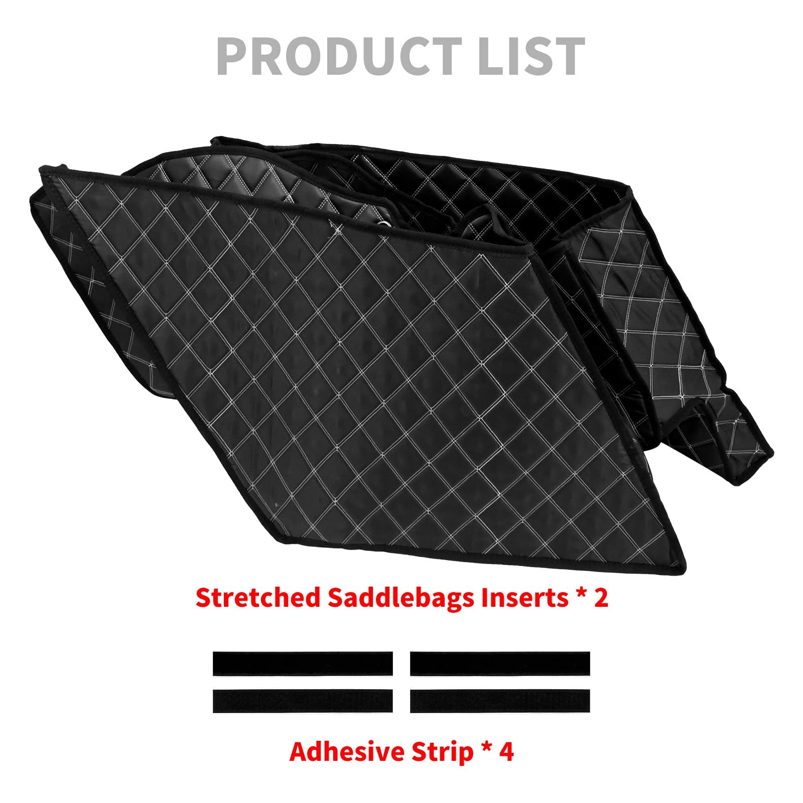 5” Stretched Saddlebag Liners Inserts White Thread Compatible with Harley 2014-