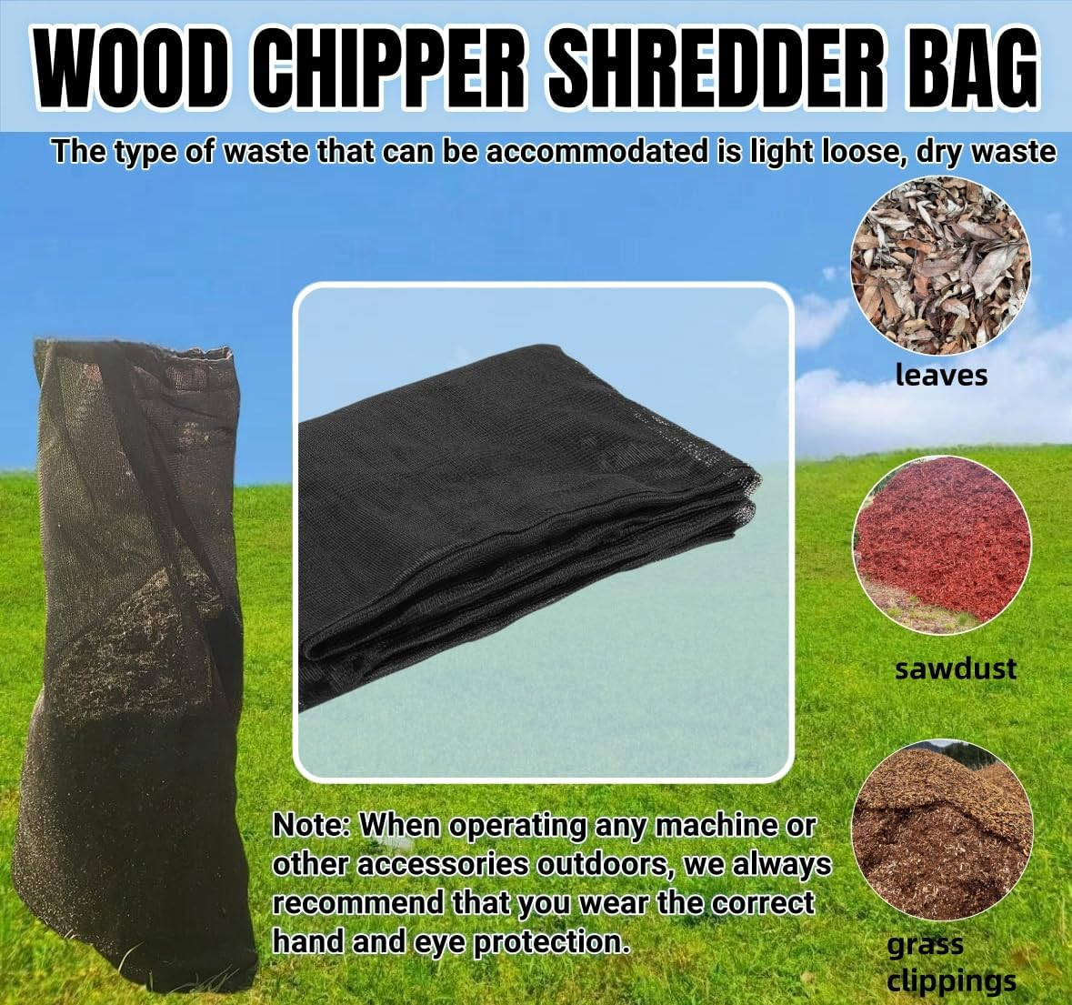 24 “X48 Large Capacity Adjustable Opening Wood Chipper Bag, Reusable Wood Chippe