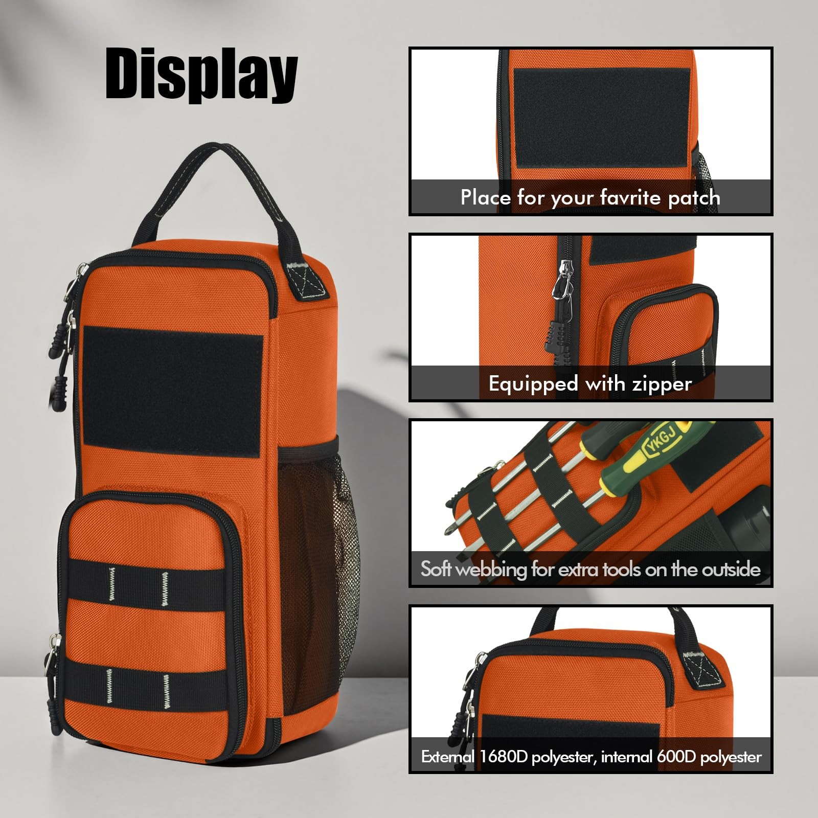 12.6″ Small Tool Bag Pouch for Men with Multiple Pockets, Waterproof Heavy Du…