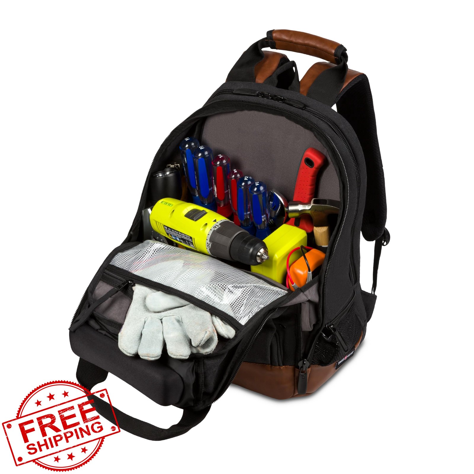 SwissGear Tool Bag Backpack, Fits Up to 15-Inch Laptop, Work Pack, Black/Brow…