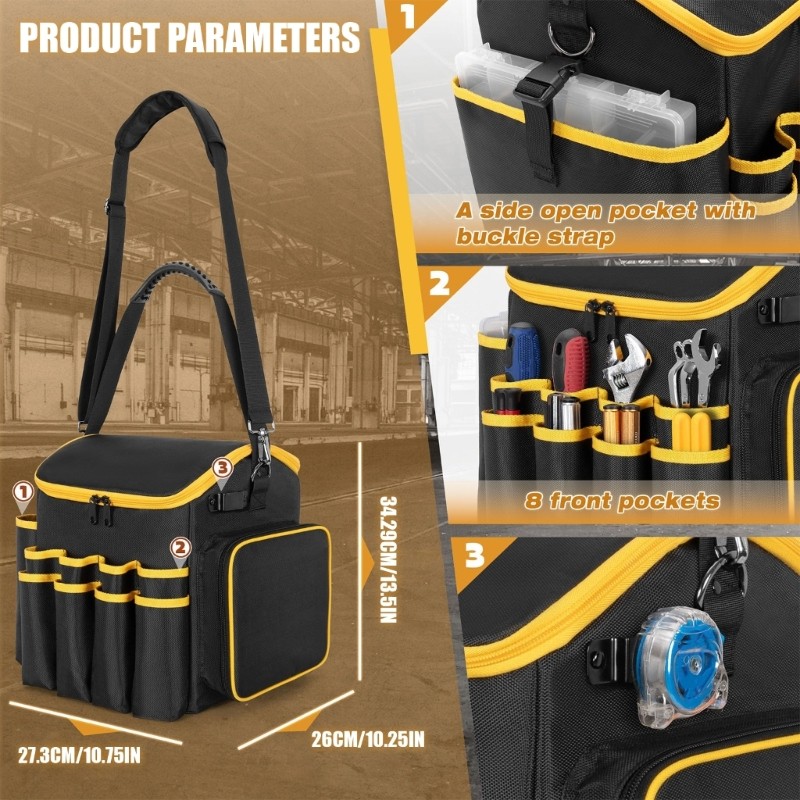 Professional Tool Backpack Multiple Pockets Tool Storage Reinforced Structure