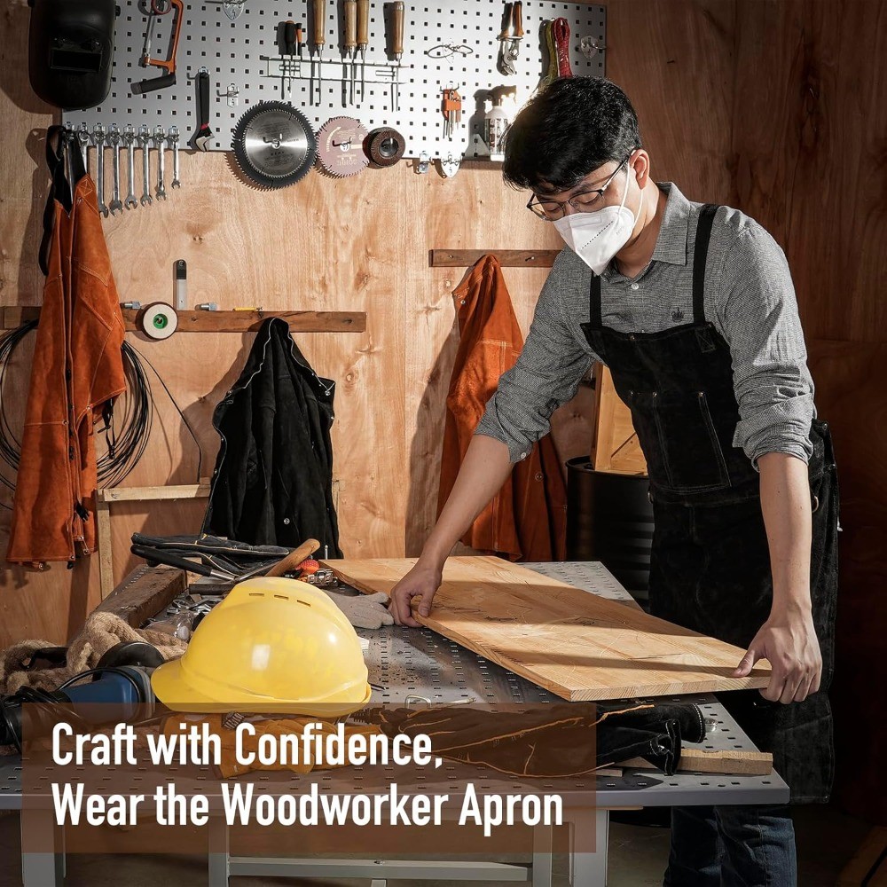 Heat Flame Resistant Leather Welding BBQ Work Bib Apron