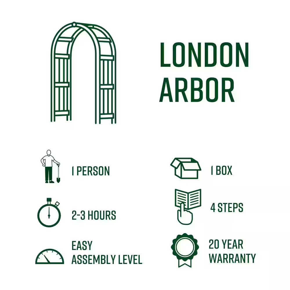 45 In. L X 21 In. W X 84 In. H London Vinyl Arbor, White, VA68102