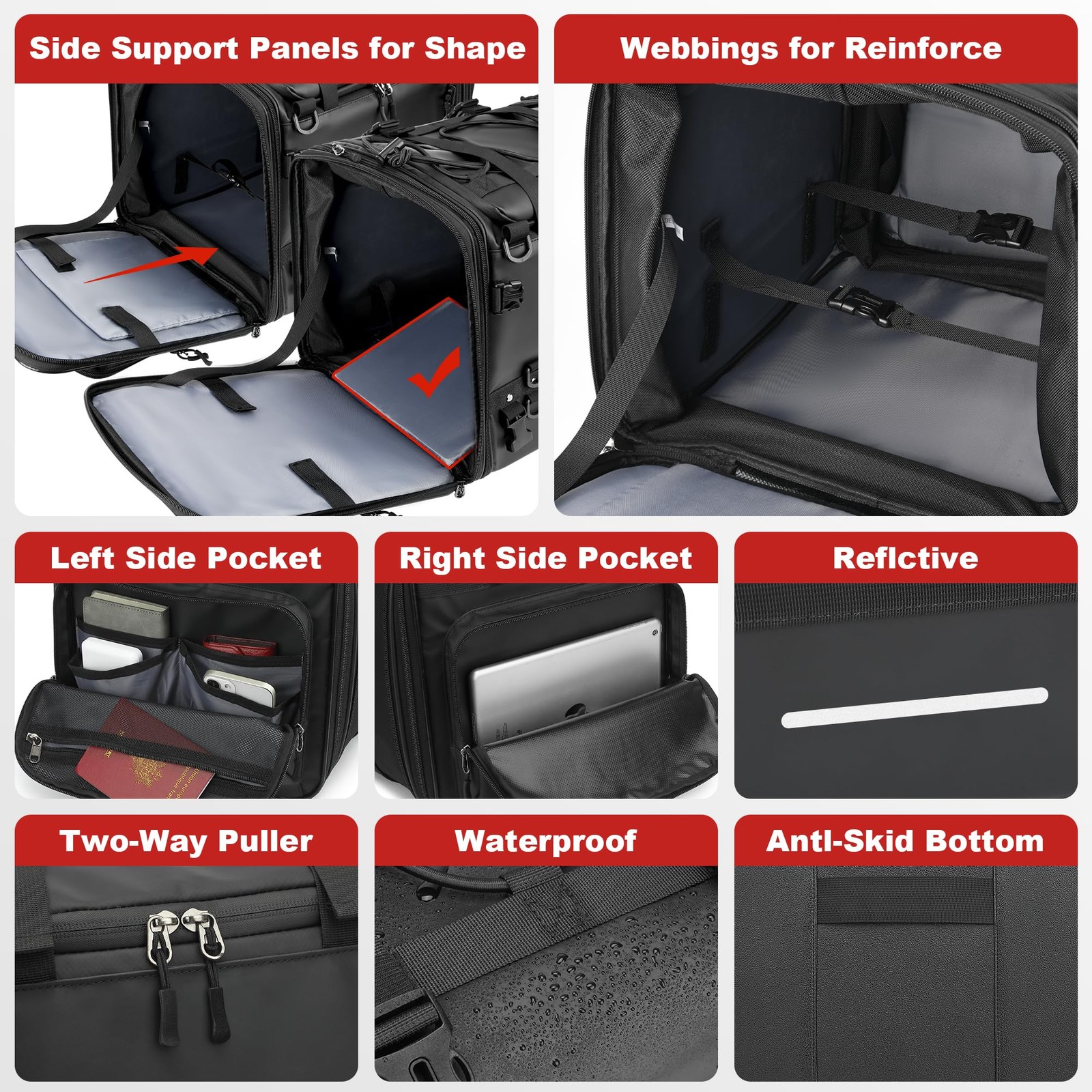 P Motorcycle Tail Bag, 40L-60L Expandable Motorcycle Saddle Bags Motorbike Ba…