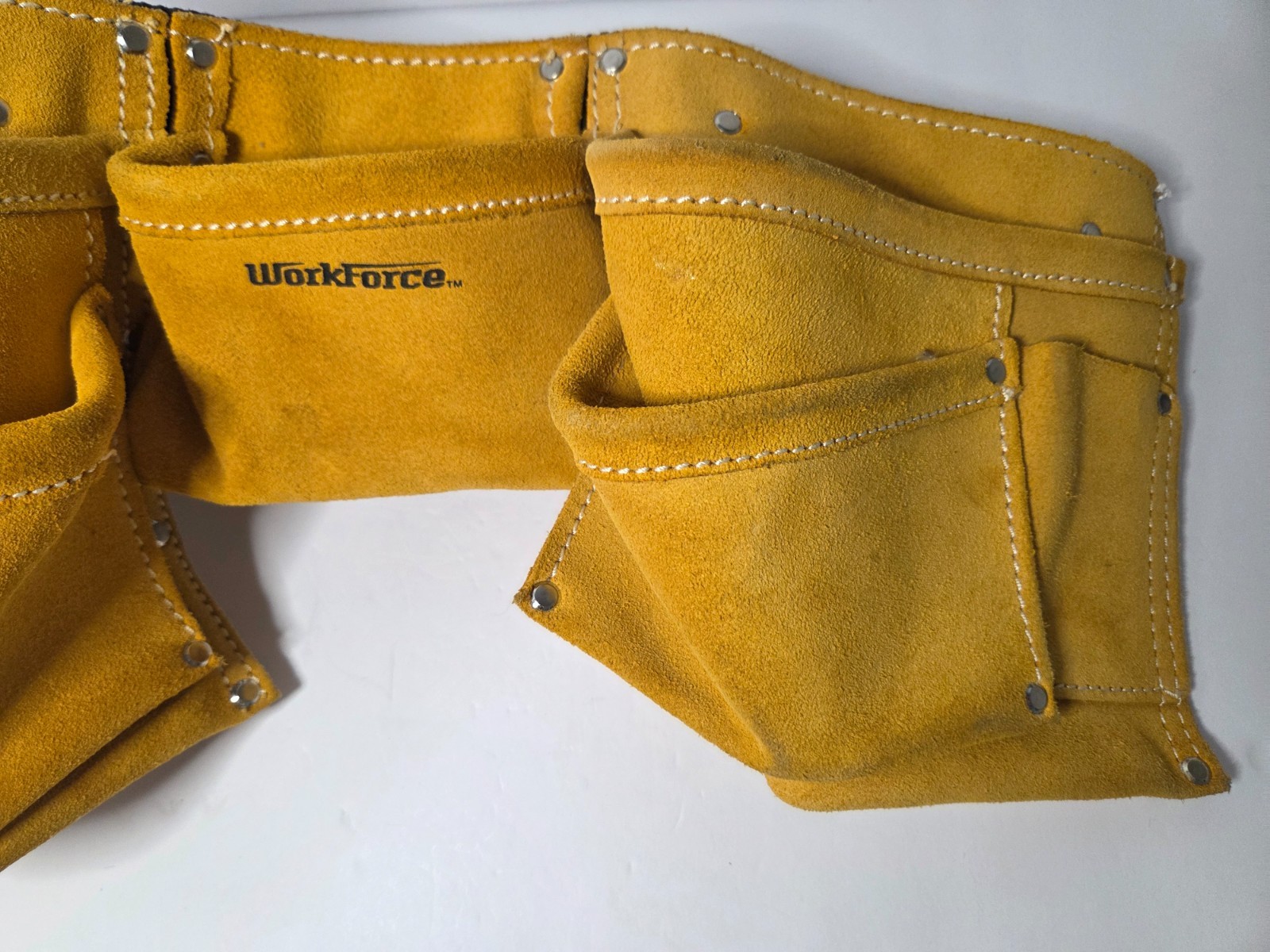 Workforce Heavy Duty Yellow Suede Leather Tool Belt Multi Pocket Construction