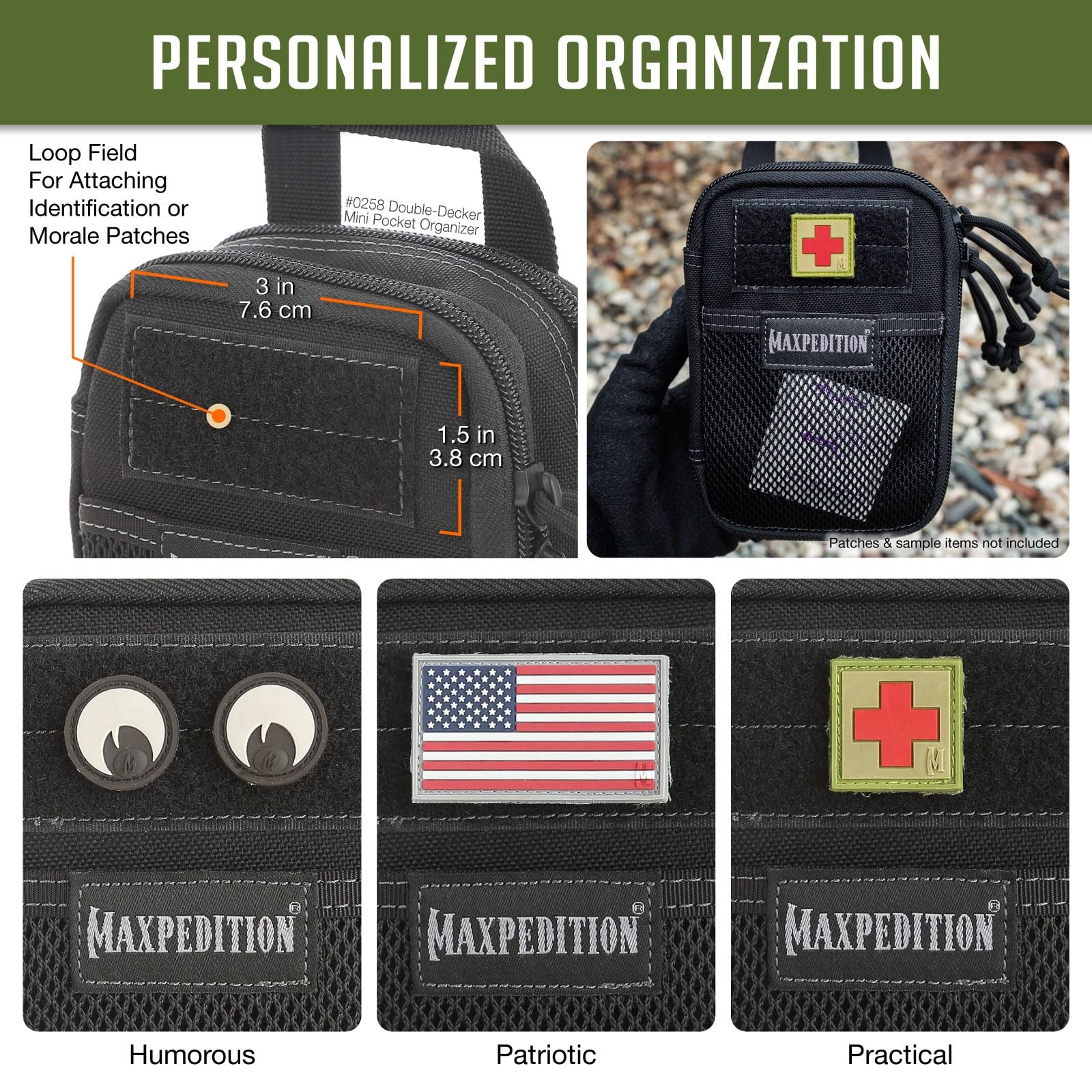 Maxpedition Double-Decker Mini Pocket Organizer MOLLE Tactical Pouch Black