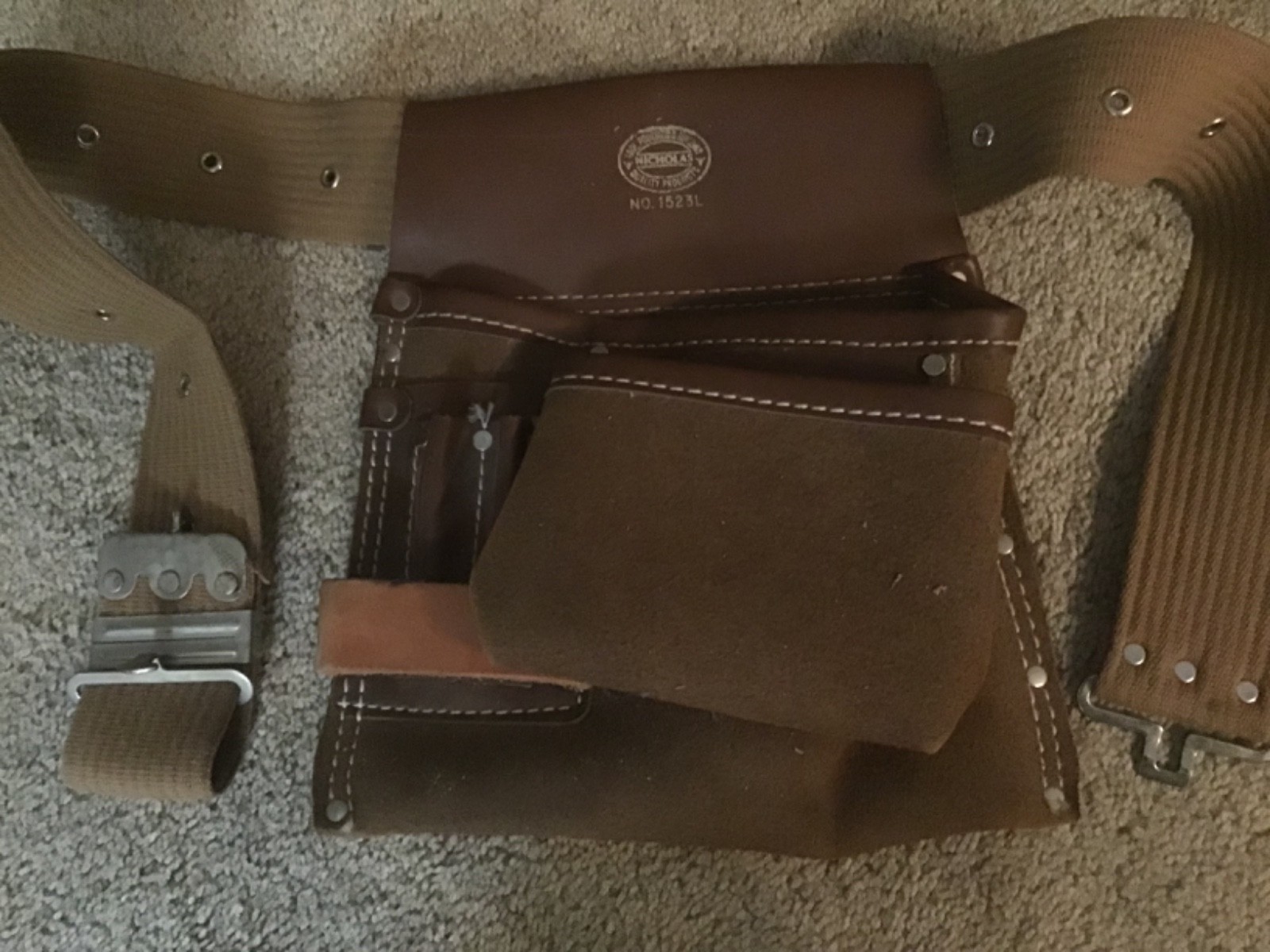 Nicholas Heavy Split Cowhide Suede Tool Pouch Nail Apron Carpenter Work Belt Bag