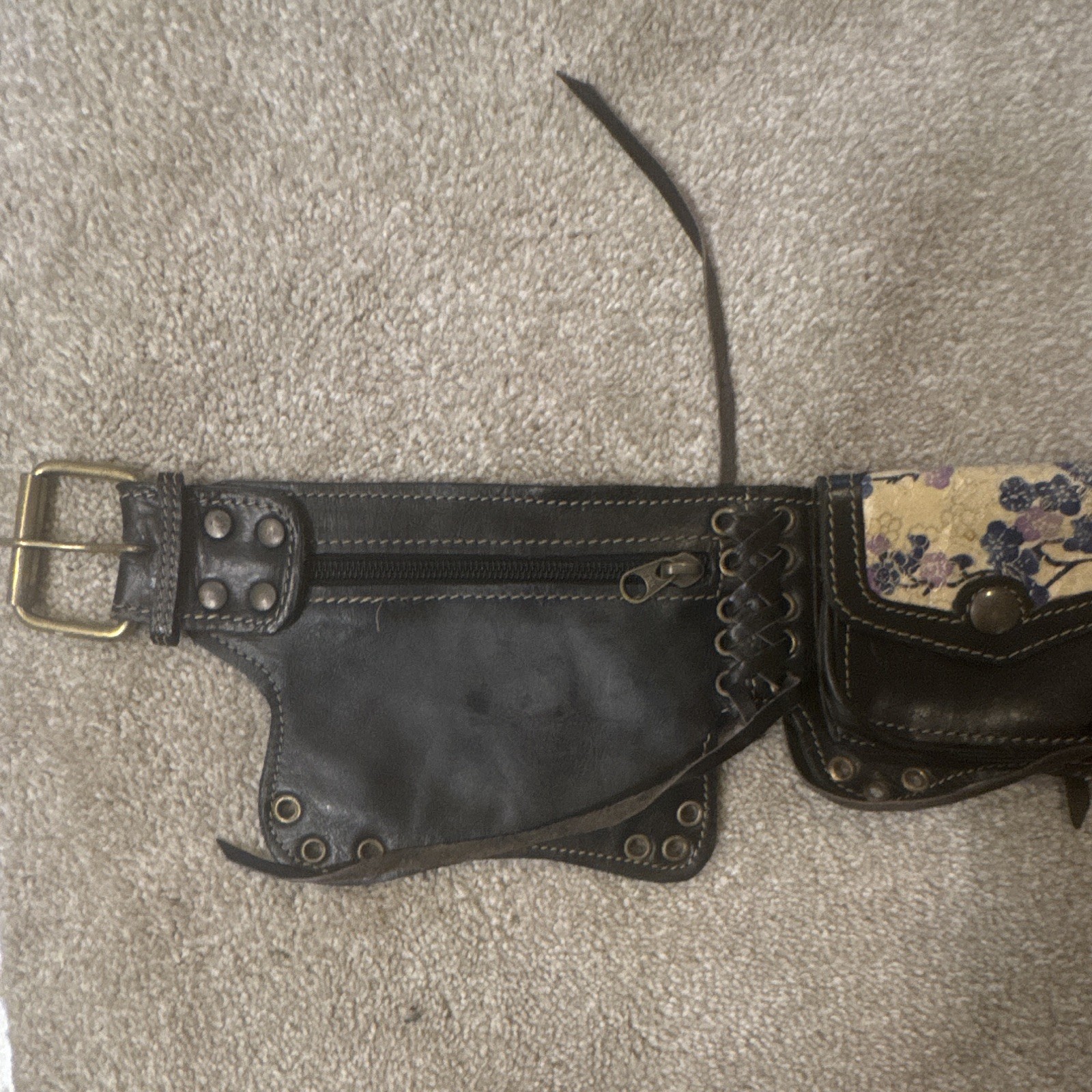 Custom Handmade Black Leather Utility Belt Multi Pouch Waist Festival Steampunk