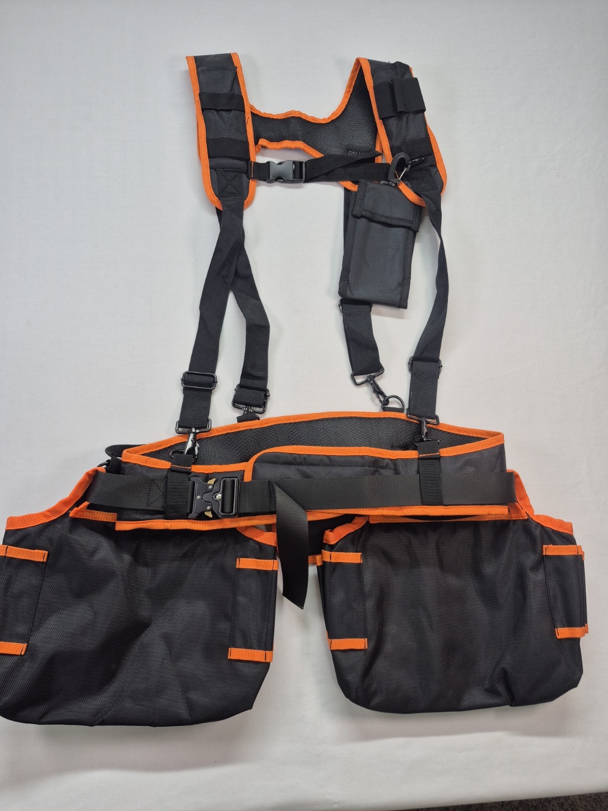 Mydays Outdoor Black Orange Pockets Adjustable Harness Tool Belt And Suspenders
