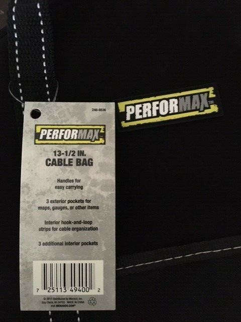 NEW Performax 13.5 Inch Cable Tool Bag Black Canvas With Handles