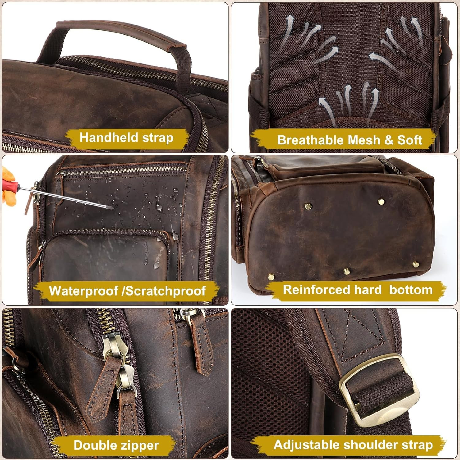 Premium Leather Tool Backpack for Mechanics & Woodworkers – Heavy Duty Design