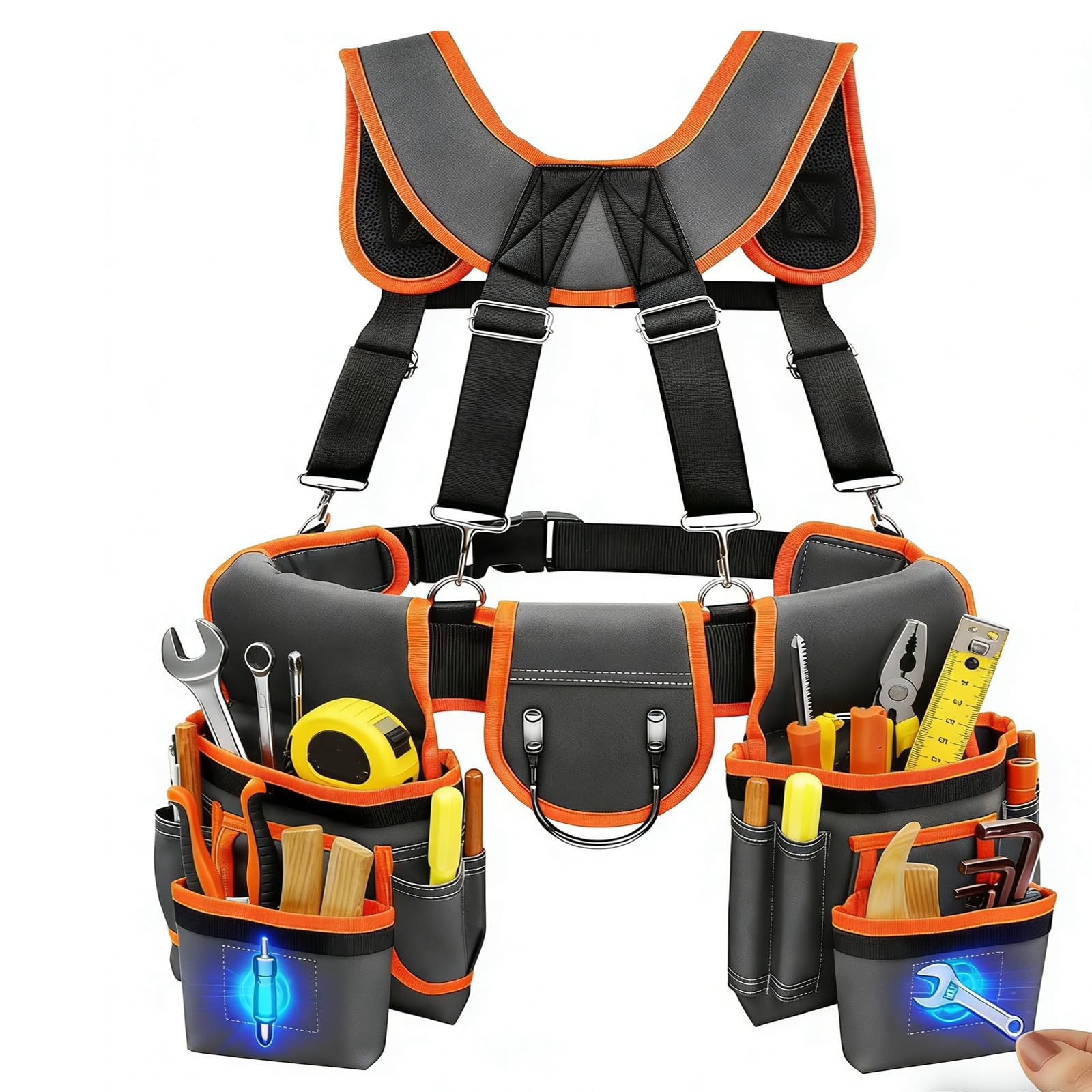 Tool Belt, Magnetic Tool Pouch With Suspenders, Professional Tool Belts for M…