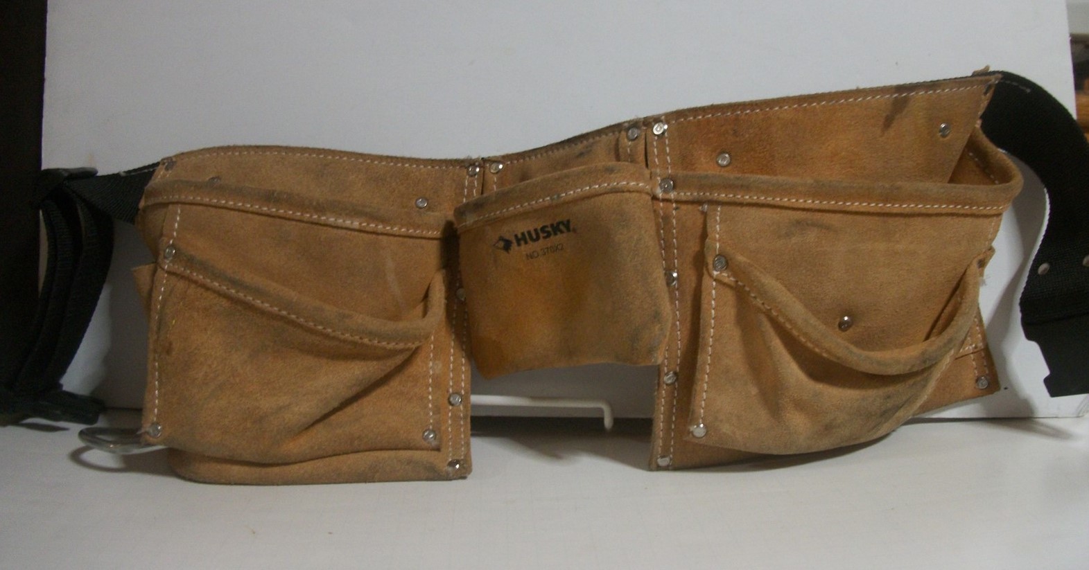 Husky 370×2 Leather Tool Work Belt Hammer Loop by CLC Quickk Release Buckle