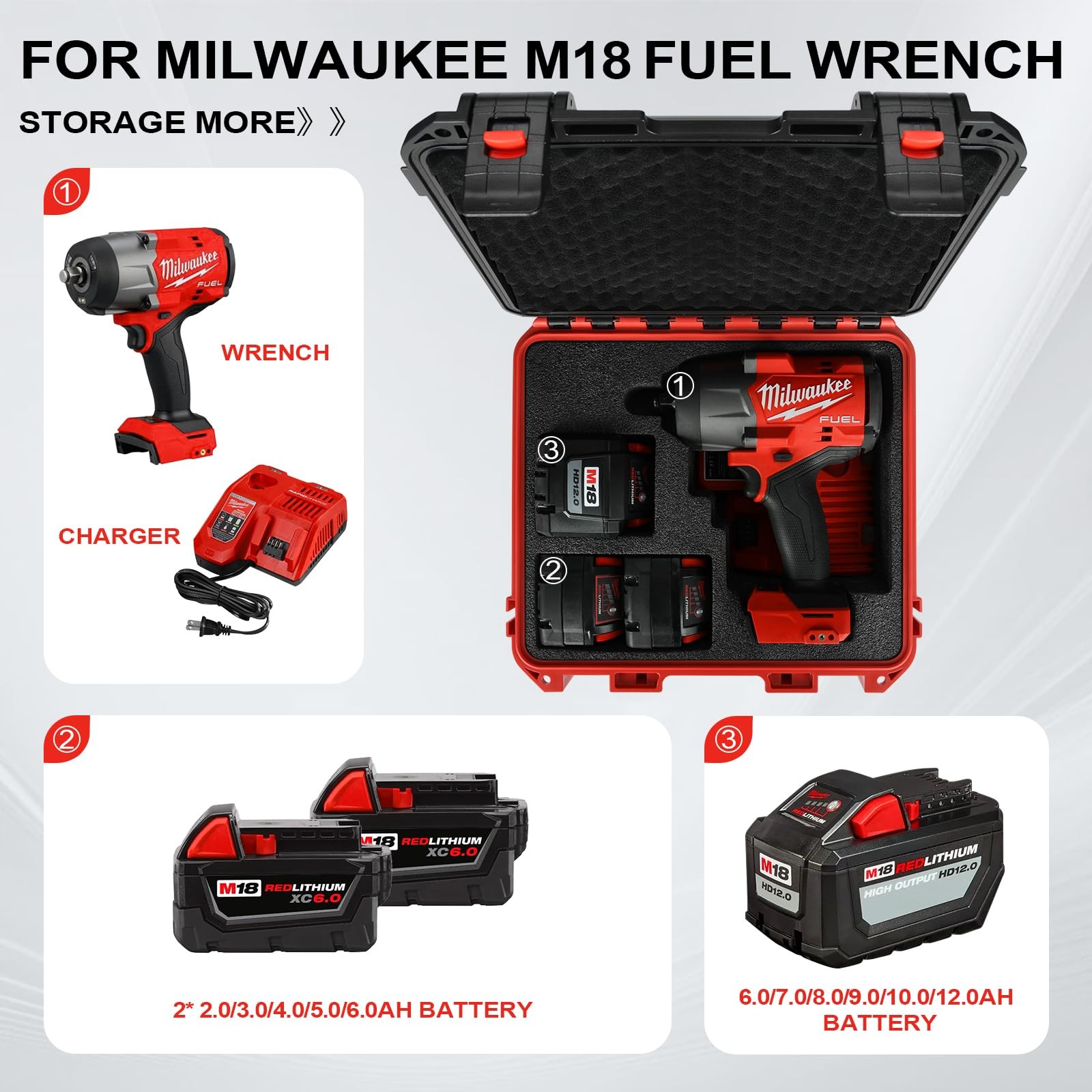 Hard Case for Milwaukee M18 Impact Torque Wrench 2962-20, 2967-20