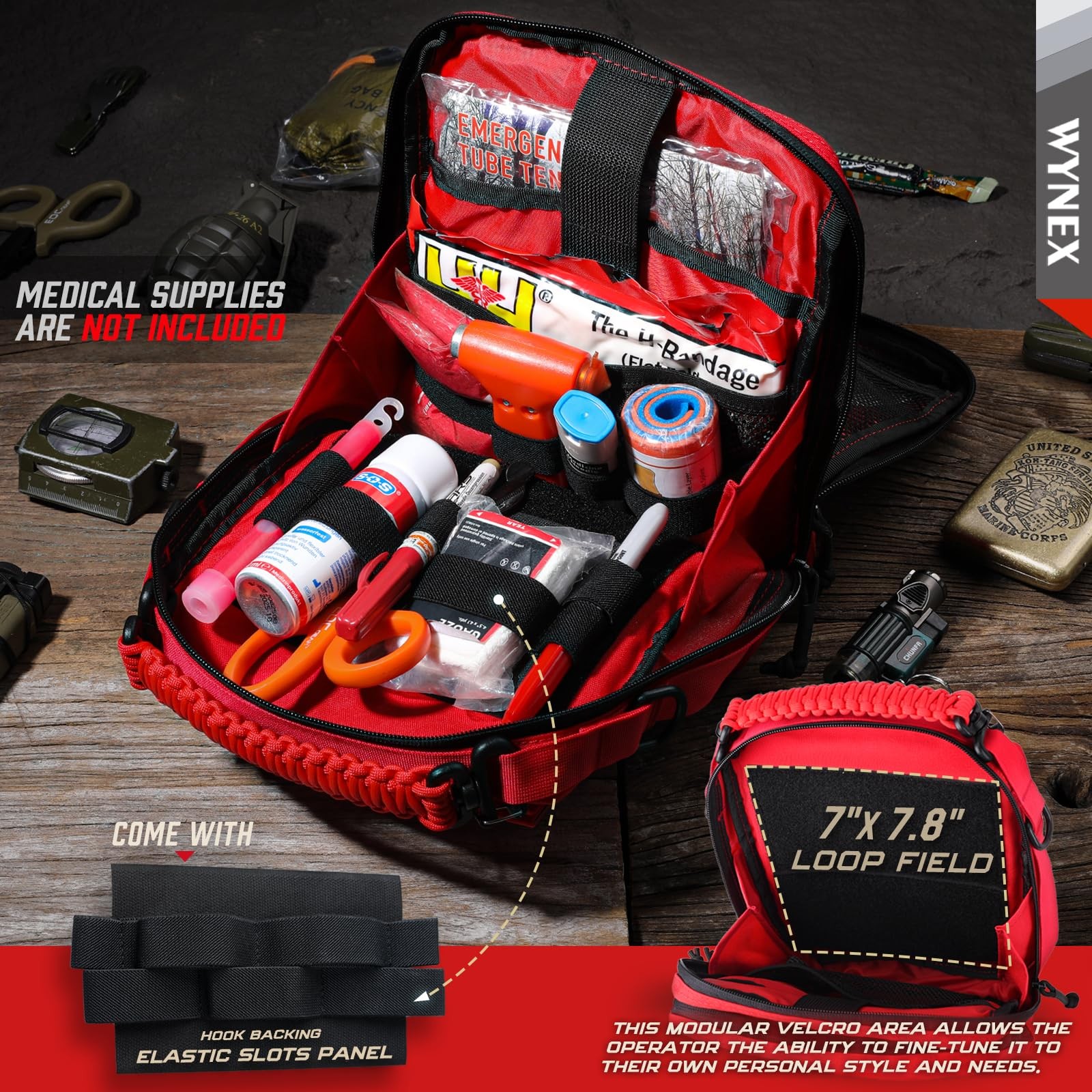 Tactical Molle Admin Organizer, Utility EDC Modular Tool Pouch of Red