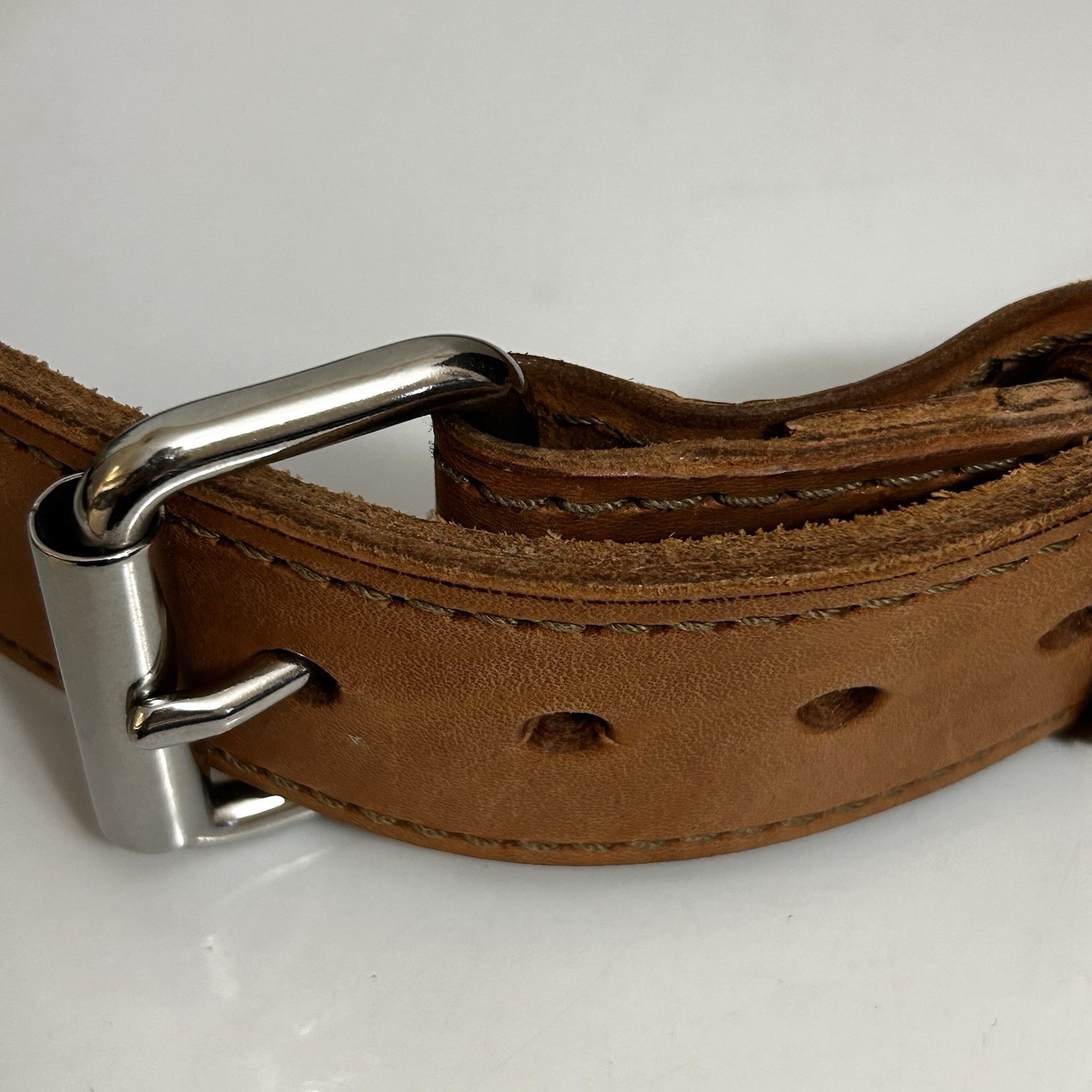 Heavy Duty Thick Leather Work Belt / Gun Belt Brown No Markings 30″ x 1.5″