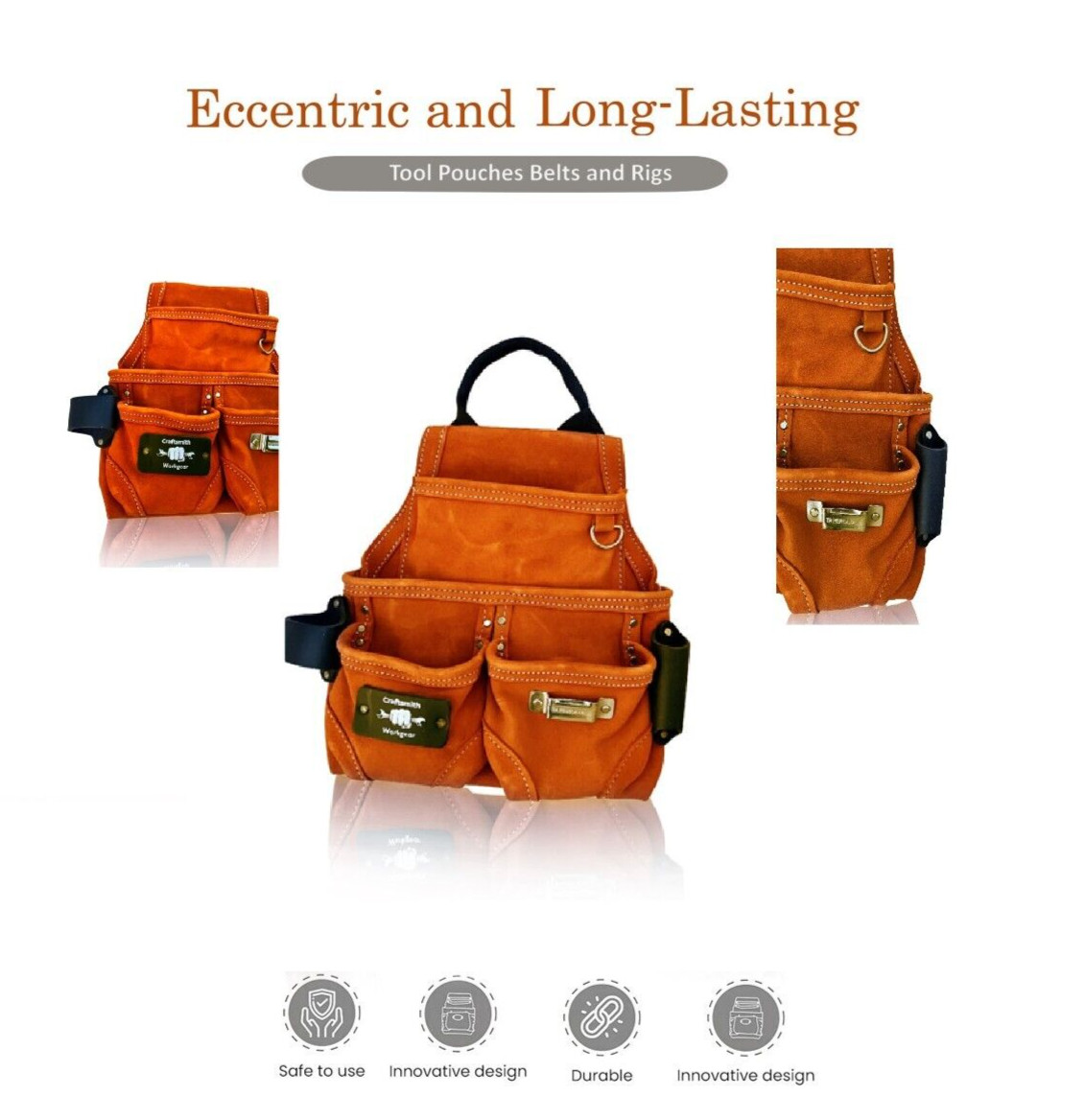 Nail Tool Bag Pouch Carpenter Framer Roofer Drywaller Suede Tool Pouch