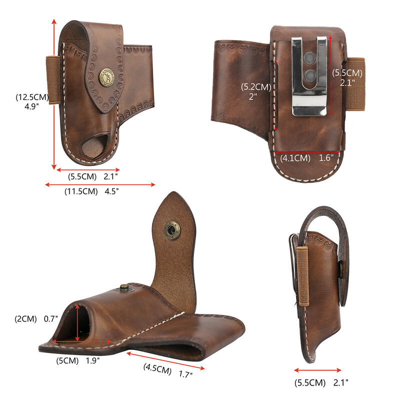 TOURBON 3-in-1 Leather Knife EDC Pliers Belt Pouch Camping Tool Clip Sheath US