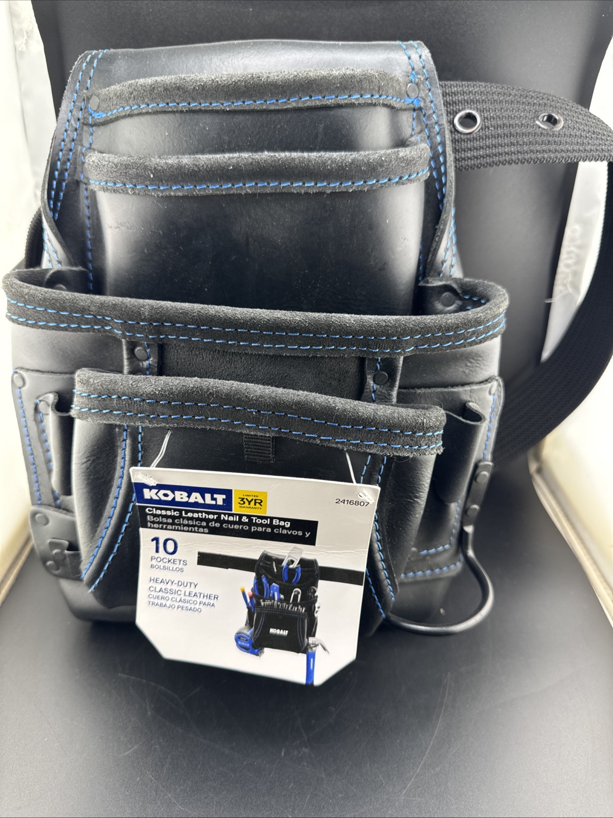 Kobalt Classic Leather Nail & Tool Bag 10 Pockets Heavy Duty New📦
