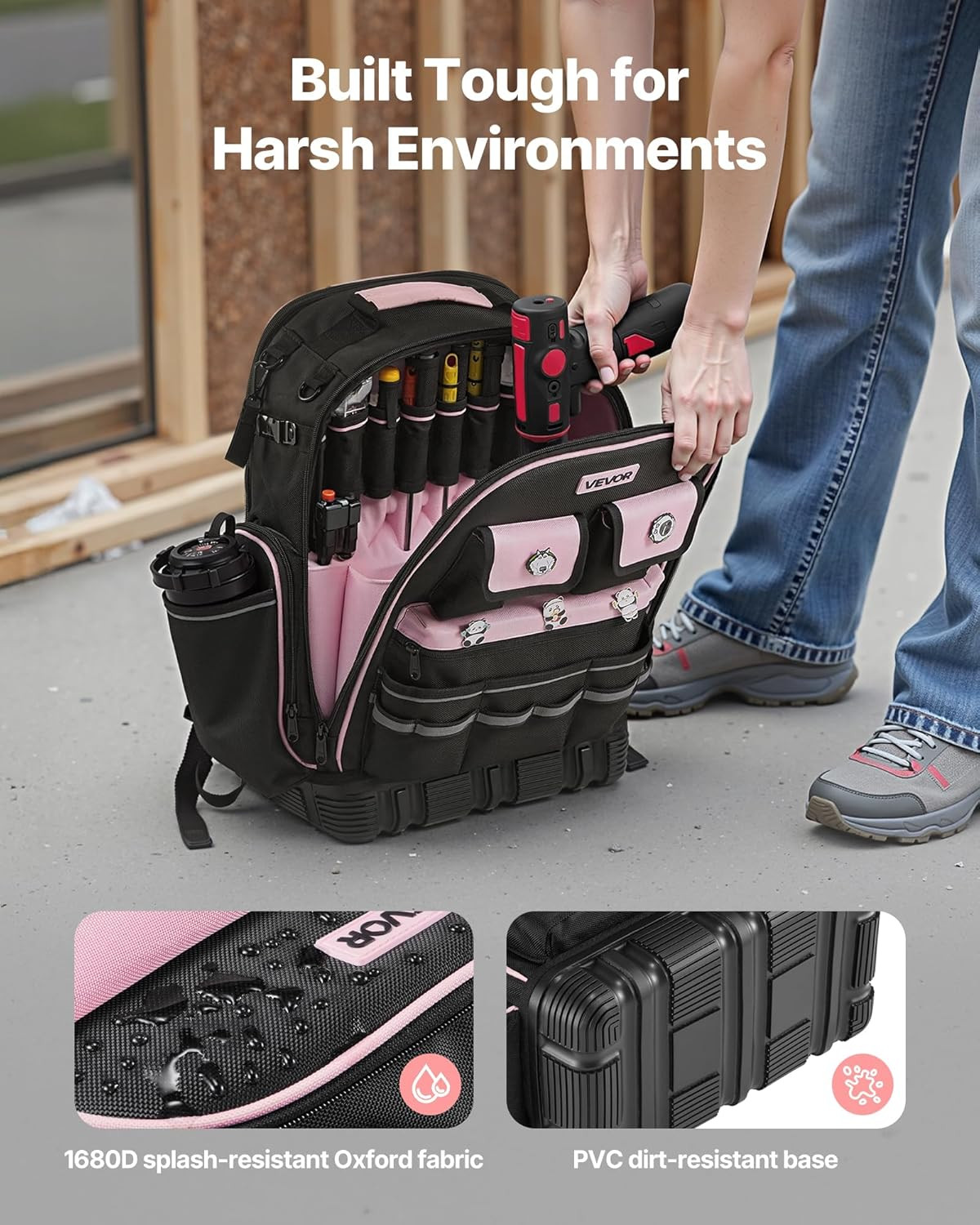Pro-Grade Tool Backpack with 56 Pockets & Laptop Compartment