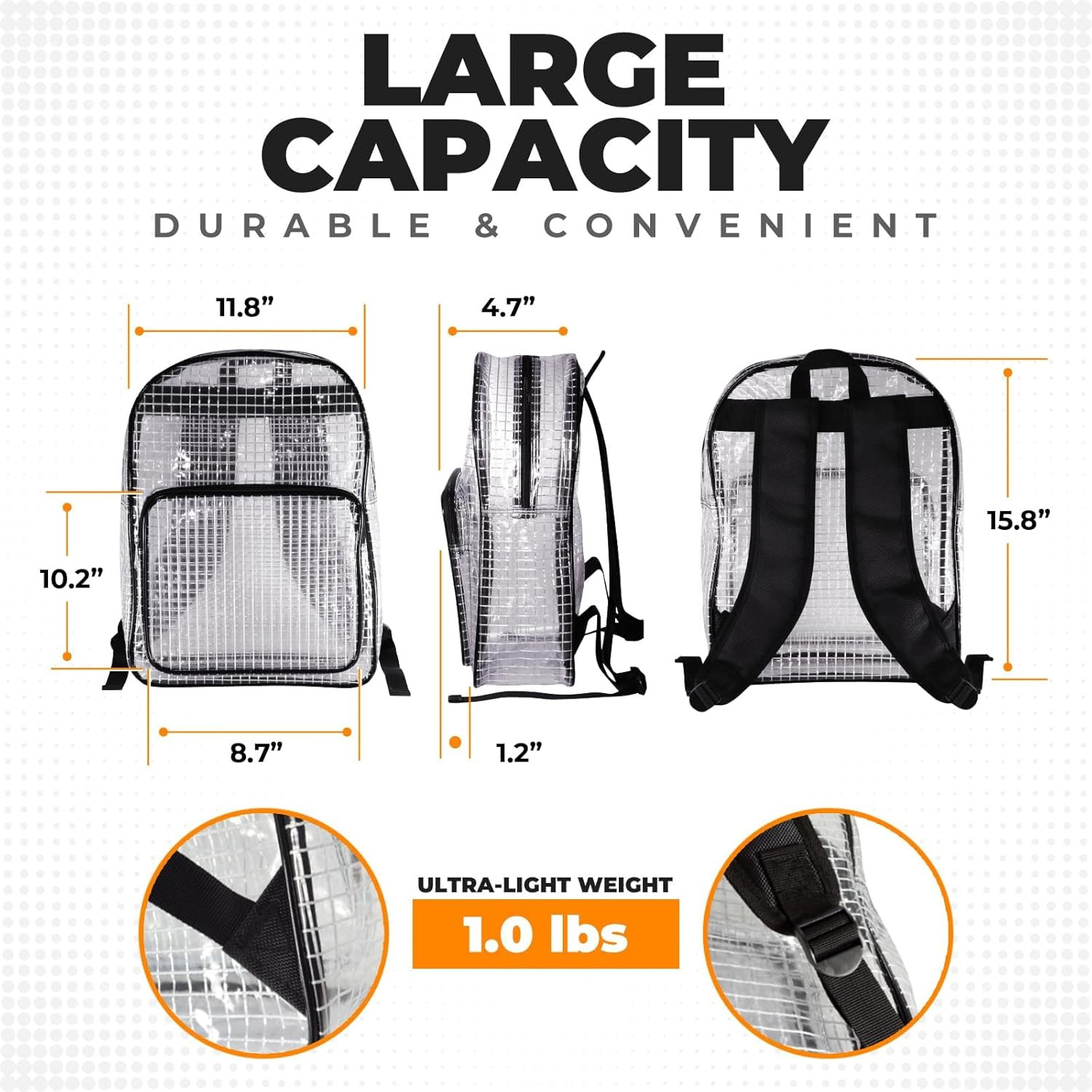 Clear Backpack Engineer Bag -15.7 Inches Transparent Cleanroom Tool Backpack Sim