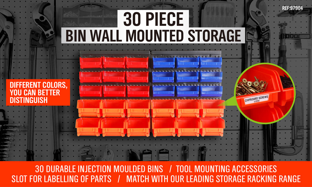 60 PC Bins Wall Mounted Storage Solution Rack Nuts & Bolts Organizer Small Parts