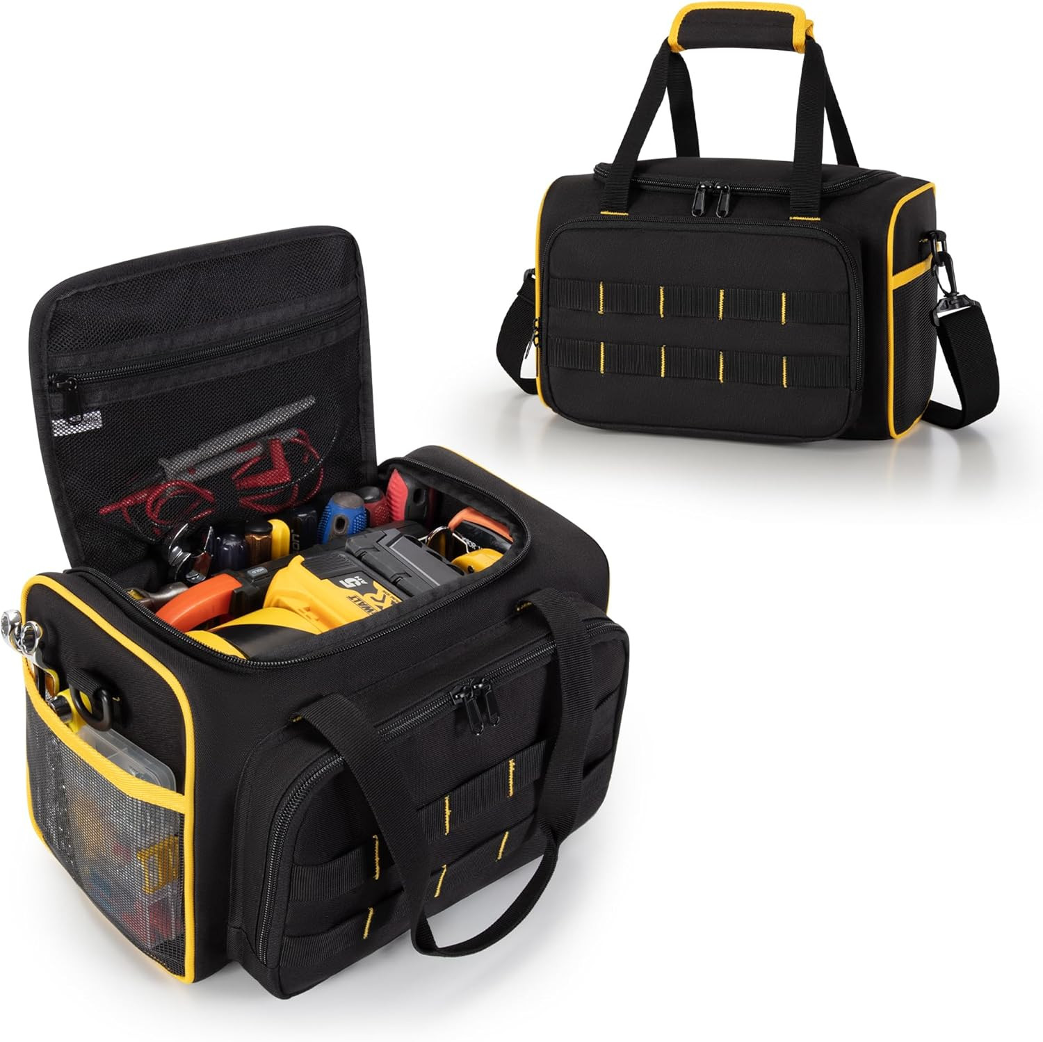 12-Inch Tool Bag with Multiple Pockets, Heavy Duty Tool Tote for Men, Black