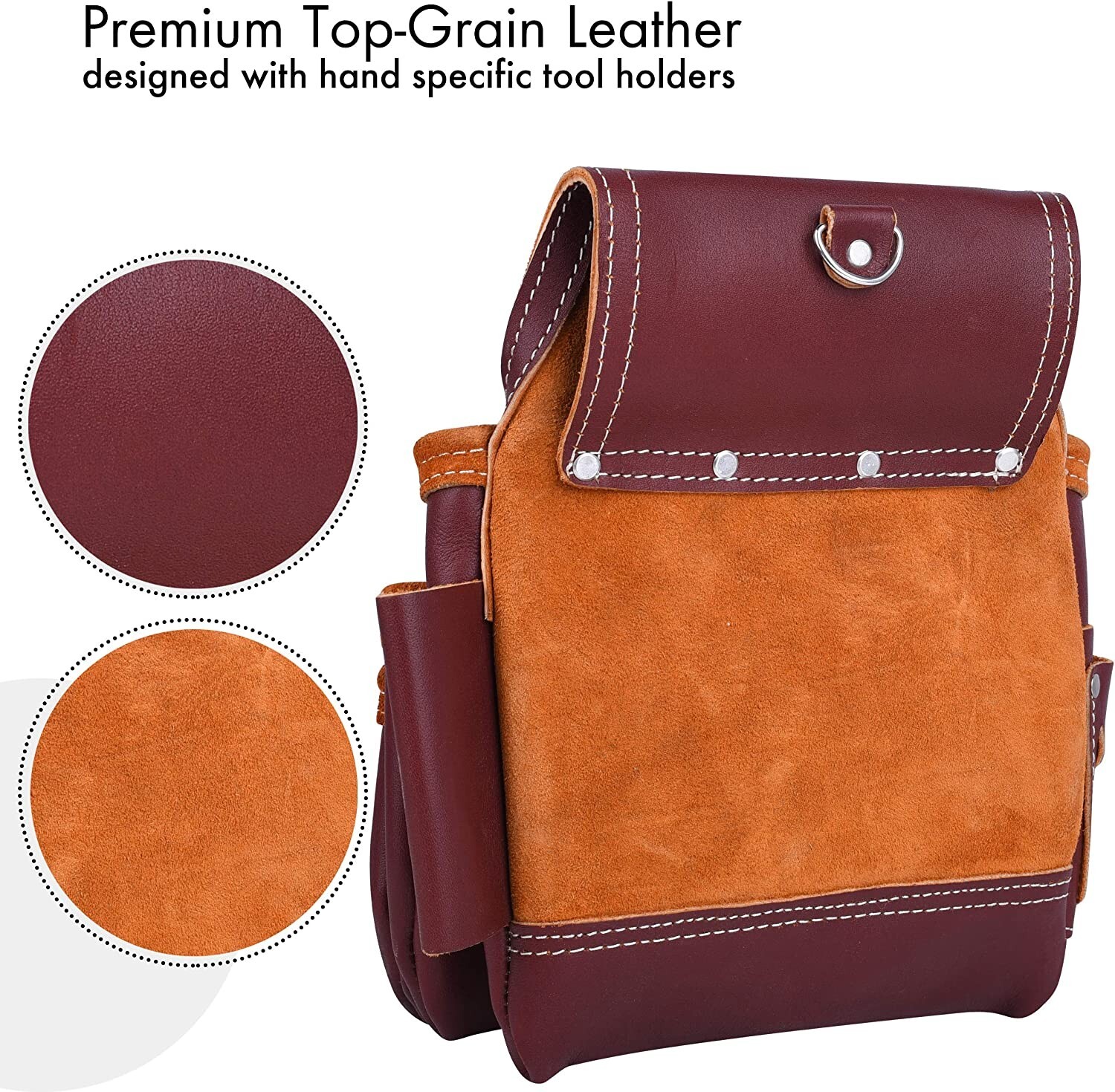 Leather Tool Pouch 17-Pocket Leather Nail & Tool Apron Carpenters Belt & Set