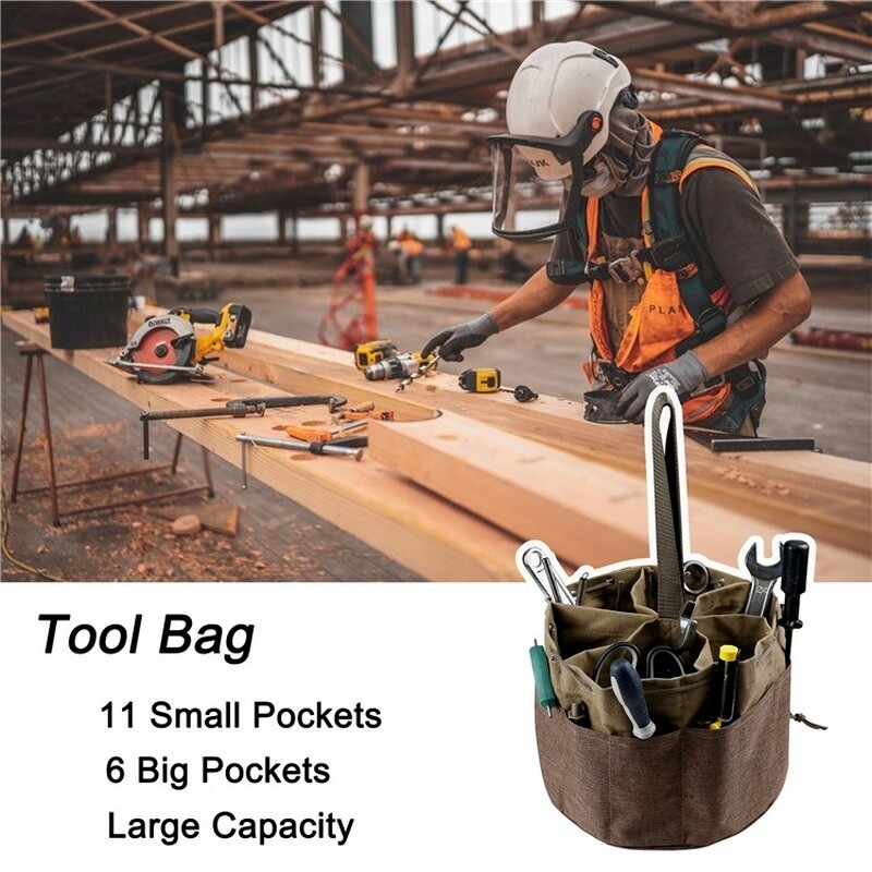 1PC Garden Tool Storage Canvas Tote Bag Multi-Pocket Repair Kits Organizer