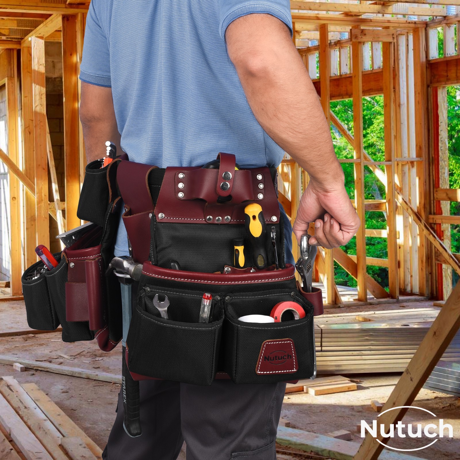NUTUCH Nylon and Leather Tool Belt | Carpenter Tool Belts | Electrician