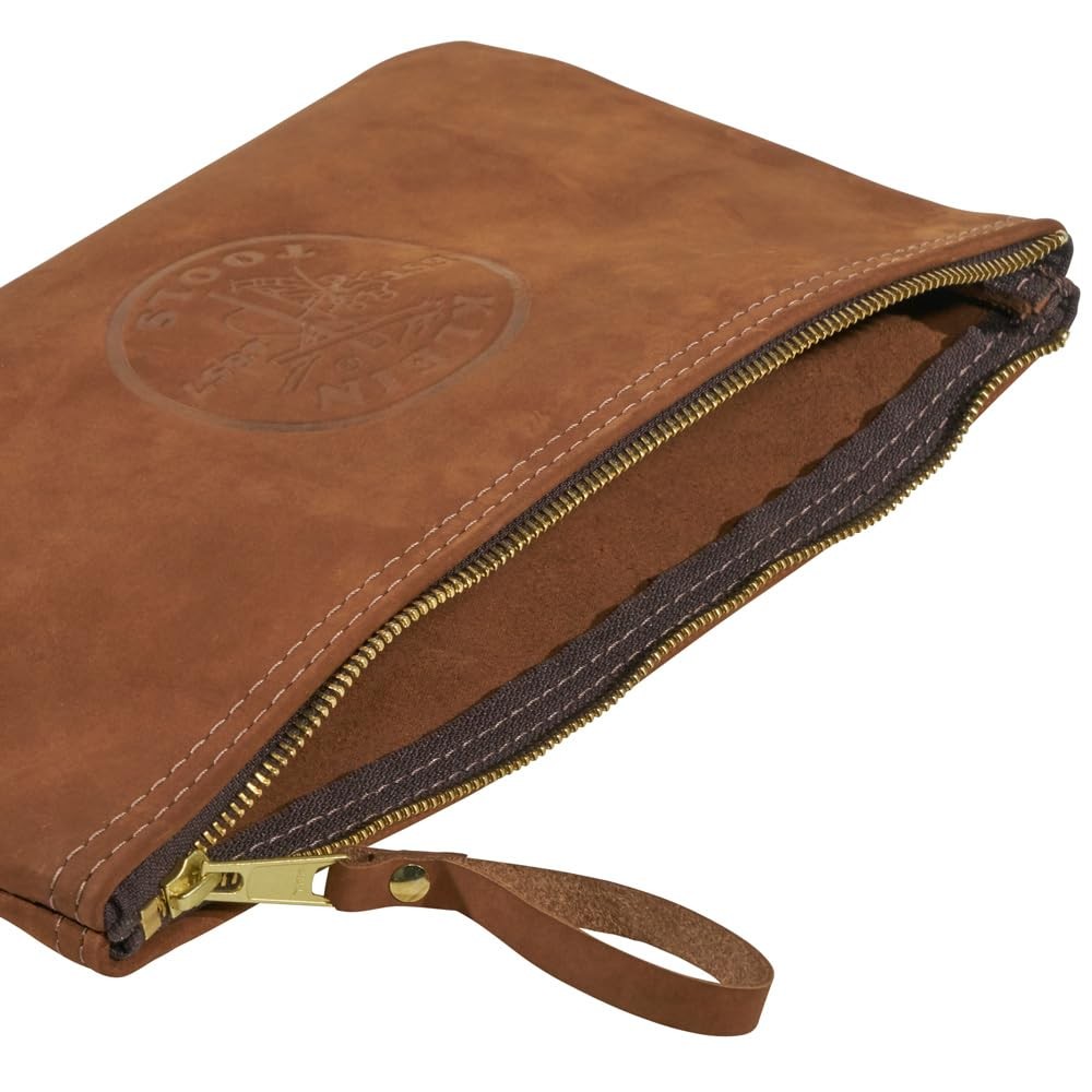 Klein Tools 5139L Zipper Bag, TopGrain Leather Tool Pouch with Strong Zipper …