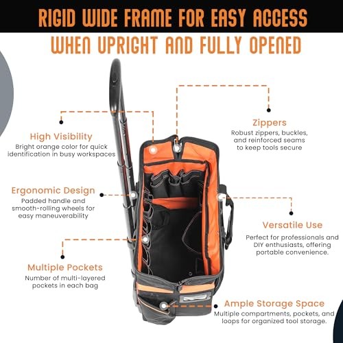 18″ Rolling & Duffle Tool Bag – 2 Pack – Portable with Wheels – Water