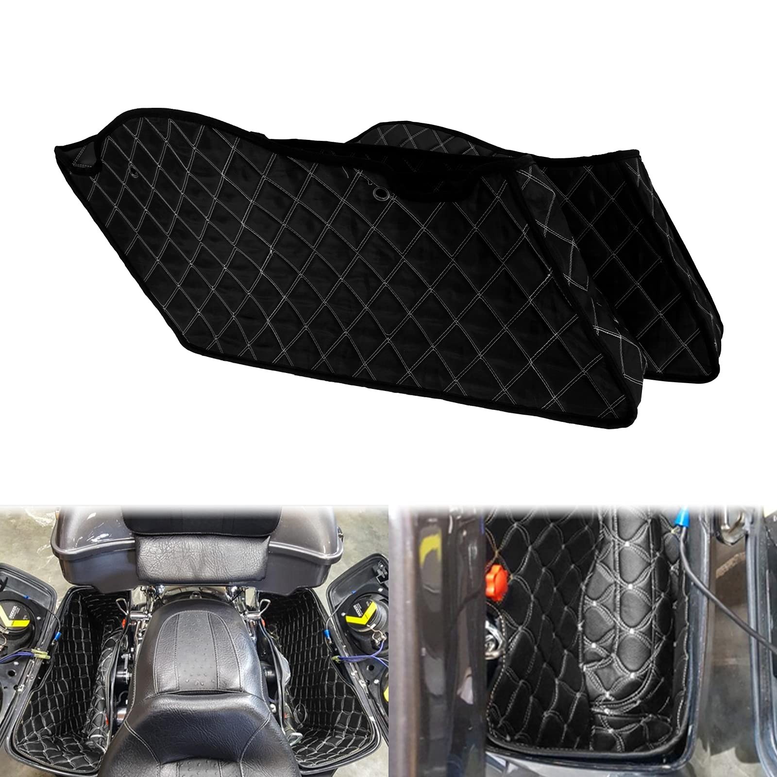 HDBUBALUS White Thread Saddlebag Liners Compatible Harley Touring 2014-2023 Pair