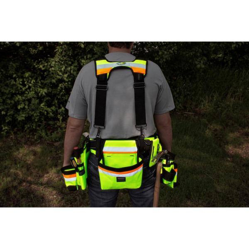 Suspension Rig 29-Pockets, 3-Bag Framer’s Tool Belt Hi-Visibility w/ Suspenders