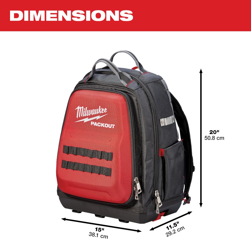 Milwaukee 48-22-8301 PACKOUT Impact Resistant Polymer Backpack, 48 Pockets