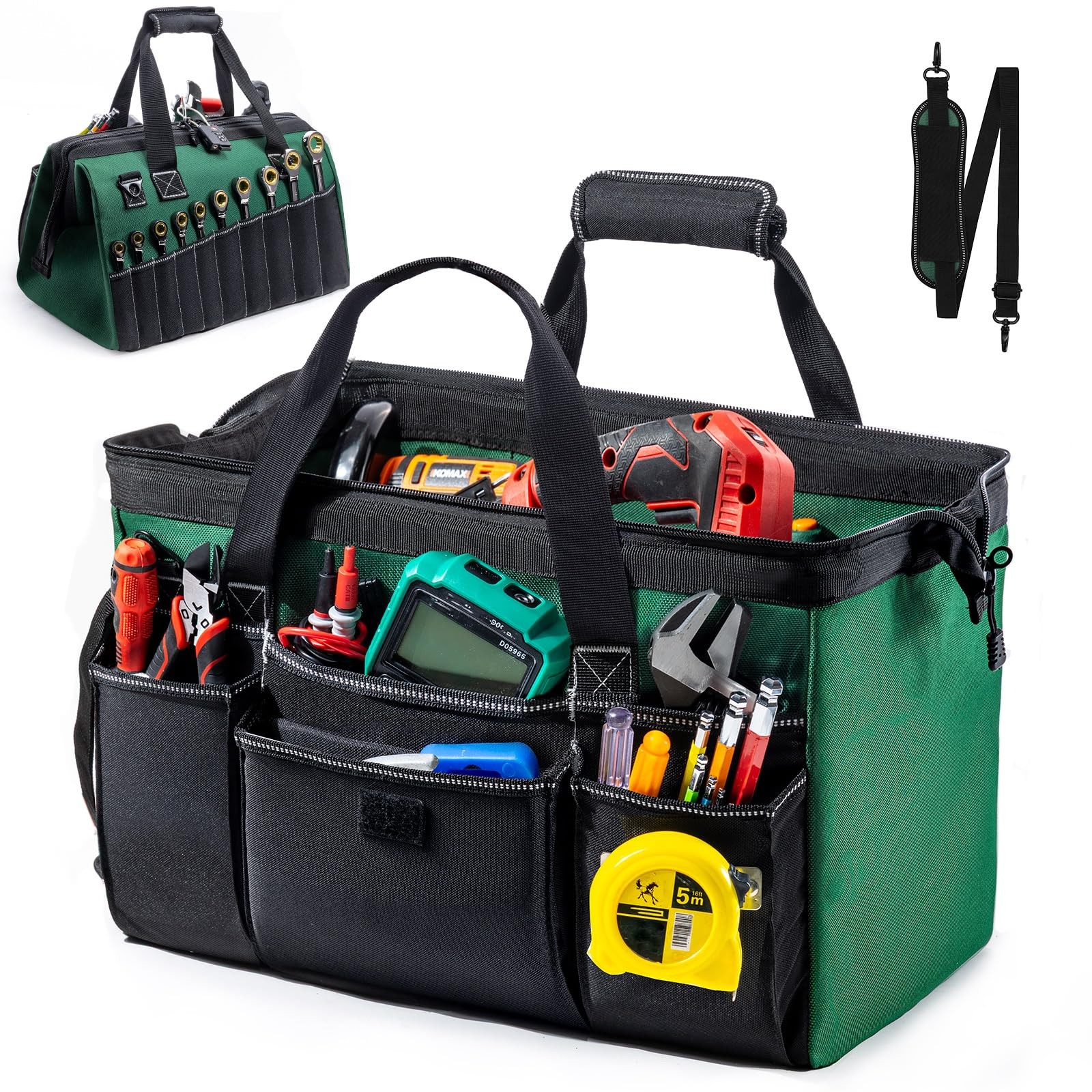 17Inch Heavy Duty Tool Bag Organizer 22 Pockets Wrench Holder Tote AntiSlip