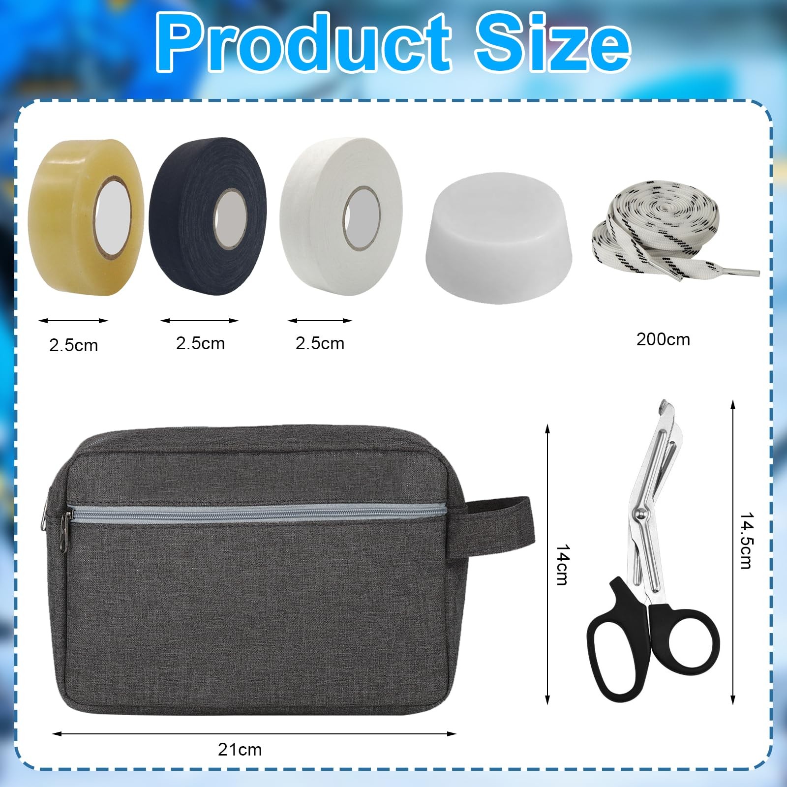 8 In 1 Hockey Tape Bag with Hockey Accessories,Loaded Accessory Bag with 3 Ro…