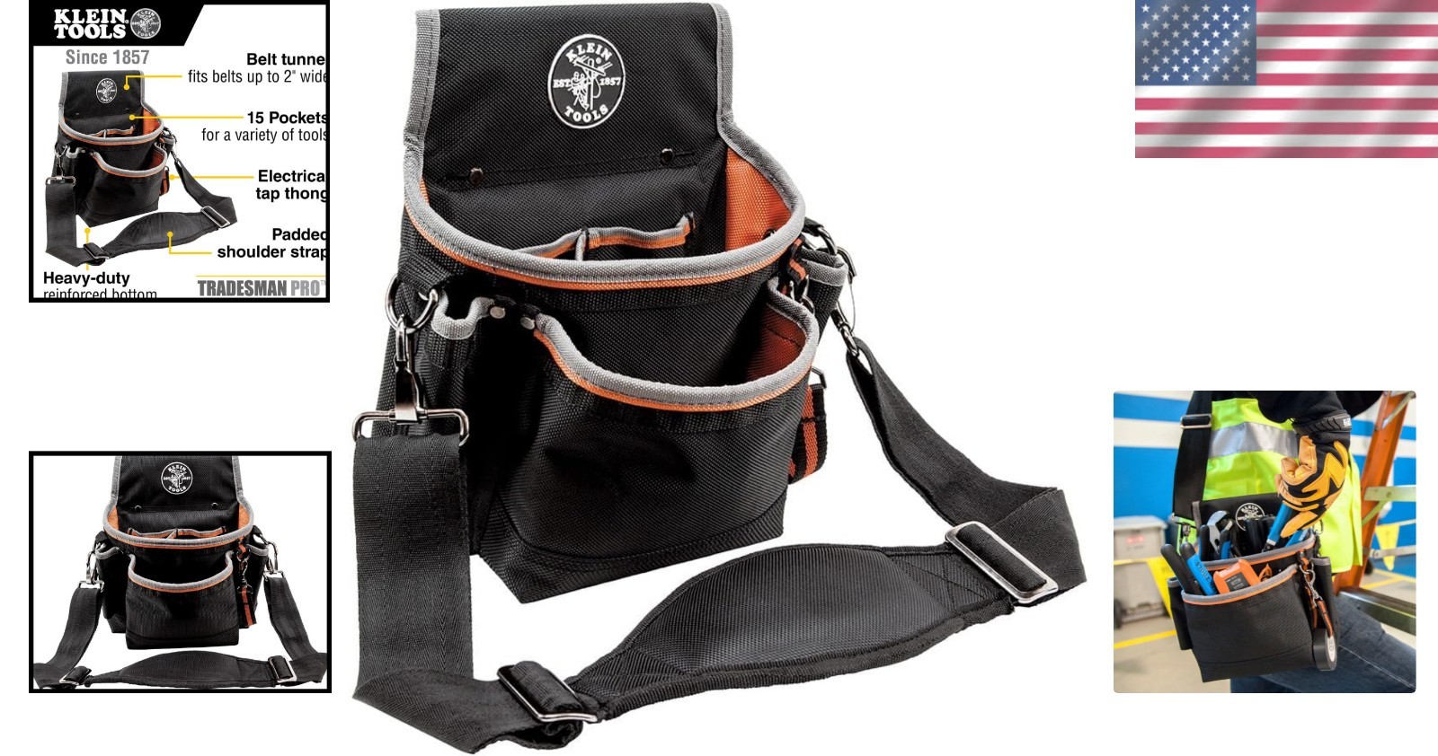 Versatile 15-Pocket Tool Pouch for Professionals with Padded Strap, 1680D Weave