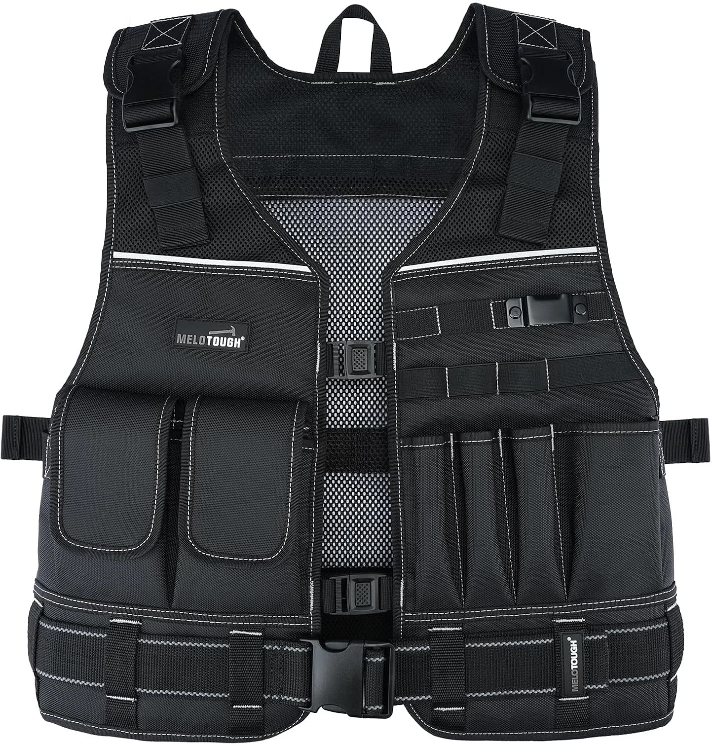 Tool Vest for Men with Pouches and Belt, Adjustable Multi-Pocket Safety Tool Ves