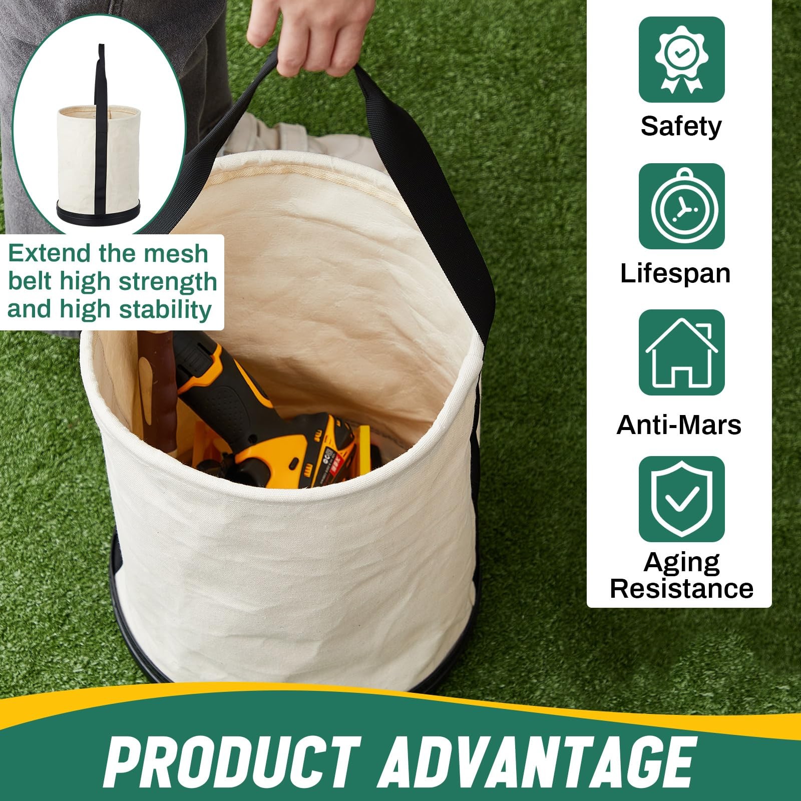 2 Pack Utility Canvas Tool Bucket 9″ D x 14″ H All Purpose Canvas Bucket Bag,…