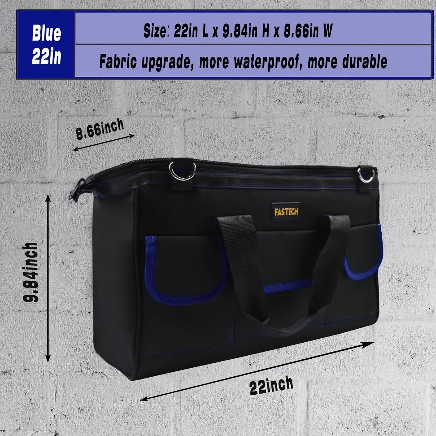22 Inch Tools Bag, Waterproof Wide Mouth Tool Kit, Tools Big Bag, Heavy Duty Too